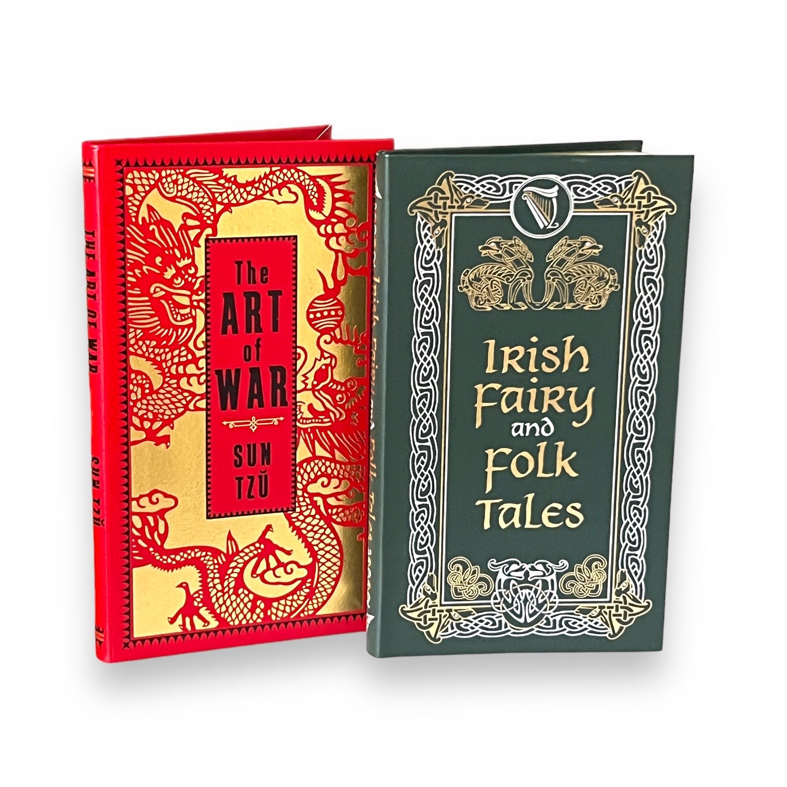 2-Book Pocket Set: Irish Fairy Tales & The Art of War - Collectible Flexi Bound Faux Leather Cover - Pocket Size 7"X4"