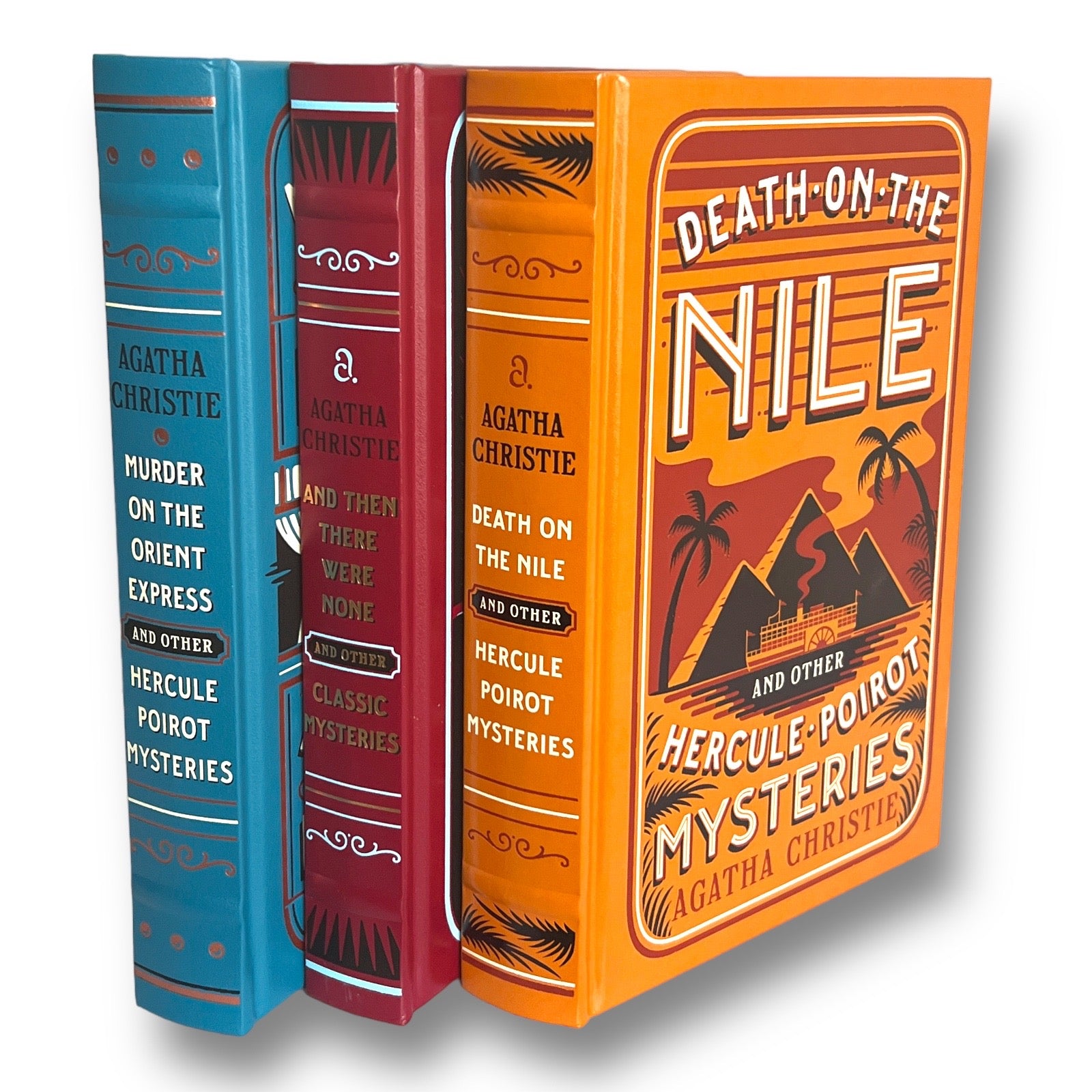 3-Book Set by AGATHA CHRISTIE: Death on the Nile / Murder on Orient Express / And Then There Were None - Collectible Leather Bound Hardcover