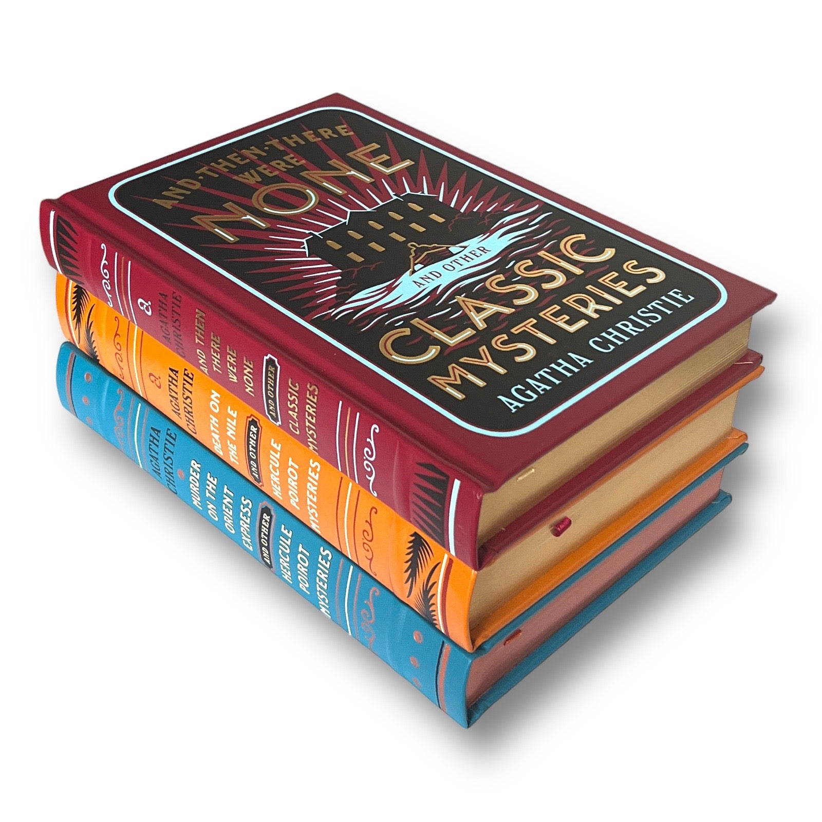 3-Book Set by AGATHA CHRISTIE: Death on the Nile / Murder on Orient Express / And Then There Were None - Collectible Leather Bound Hardcover