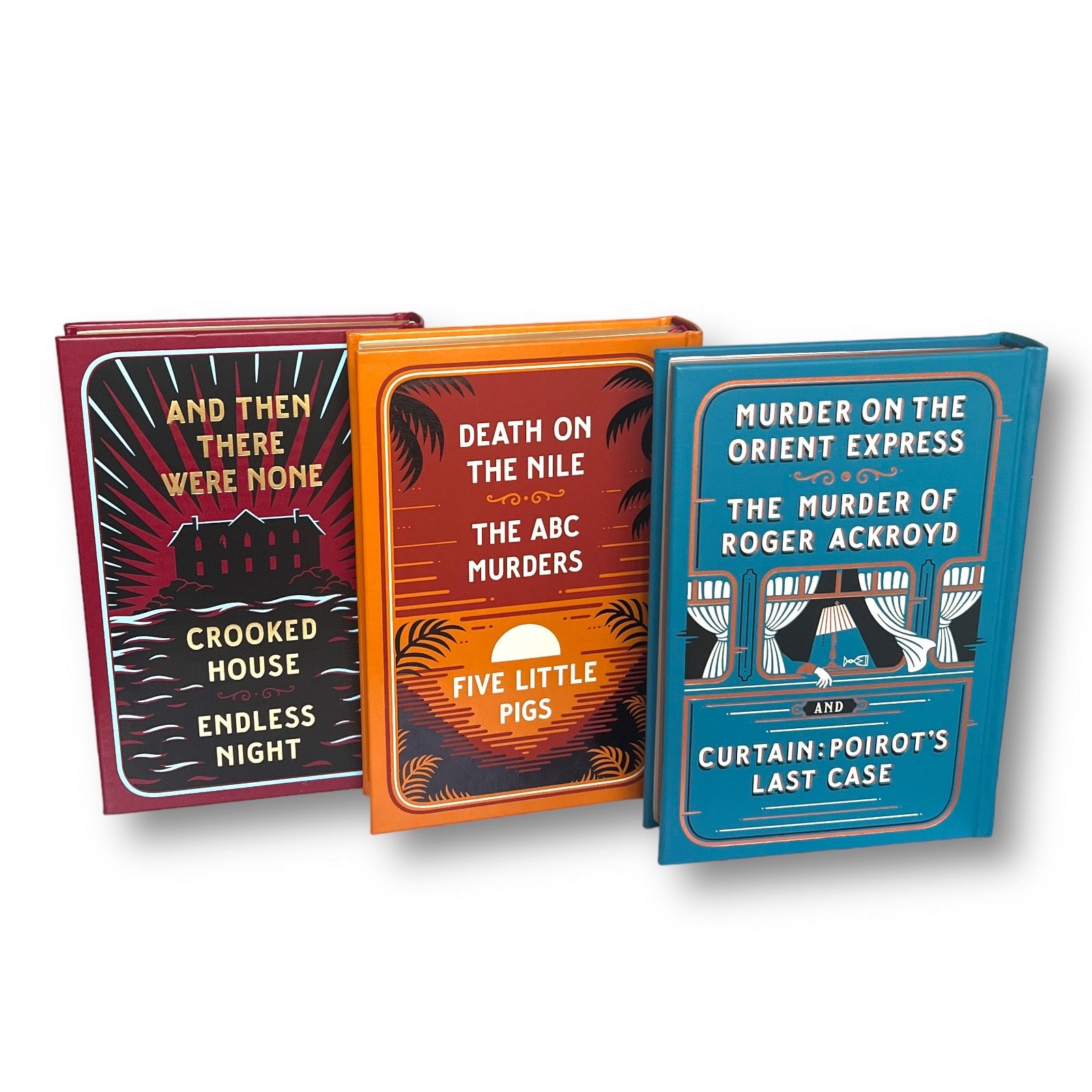 3-Book Set by AGATHA CHRISTIE: Death on the Nile / Murder on Orient Express / And Then There Were None - Collectible Leather Bound Hardcover