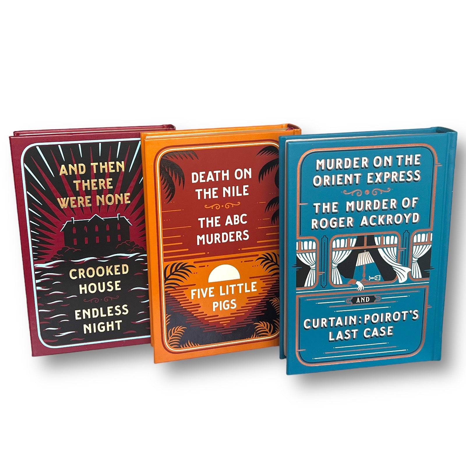 3-Book Set by AGATHA CHRISTIE: Death on the Nile / Murder on Orient Express / And Then There Were None - Collectible Leather Bound Hardcover