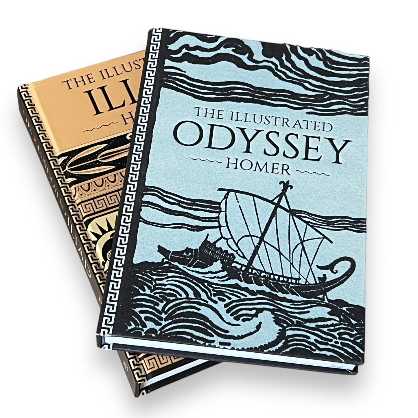 2 Books: The Illustrated ILIAD & ODYSSEY by HOMER - Collectible Deluxe Special Gift Edition - Hardcover - Classics Rare Find