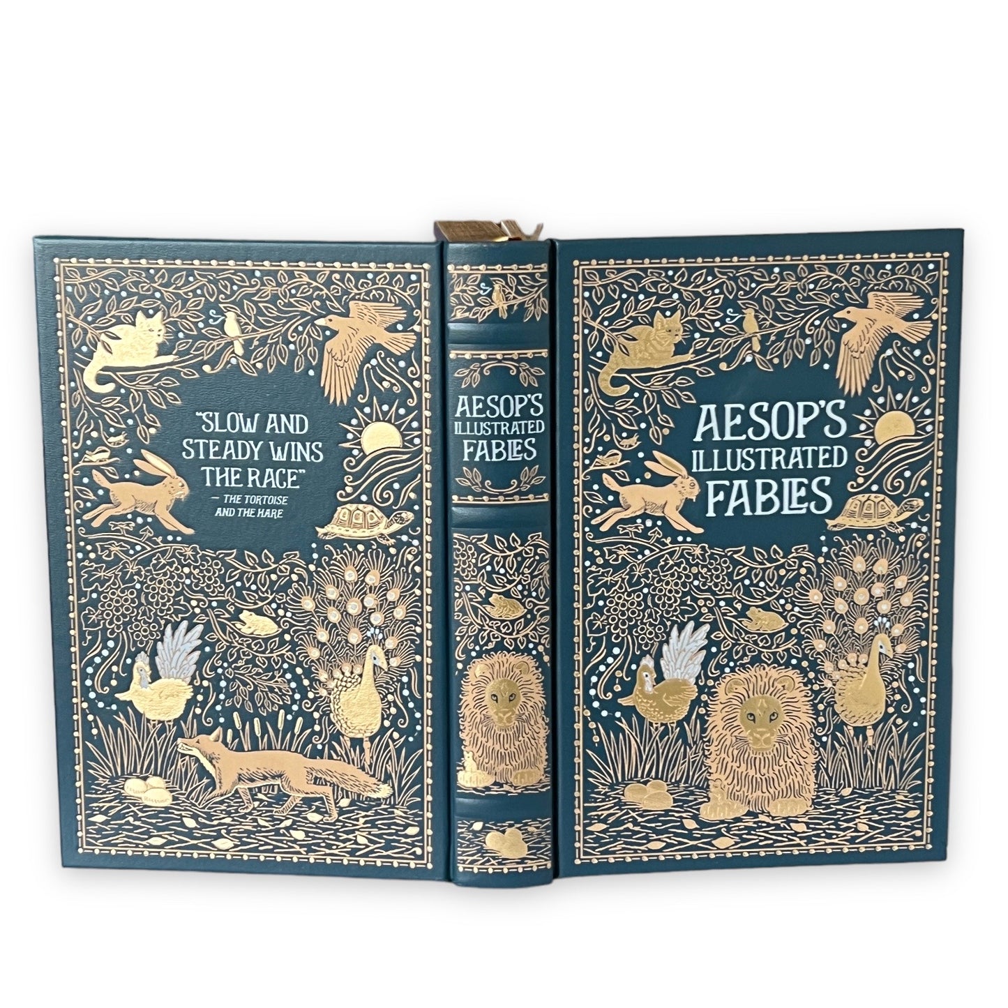 AESOP'S ILLUSTRATED FABLES Fairy Tales - Collectible Leather Bound Hardcover