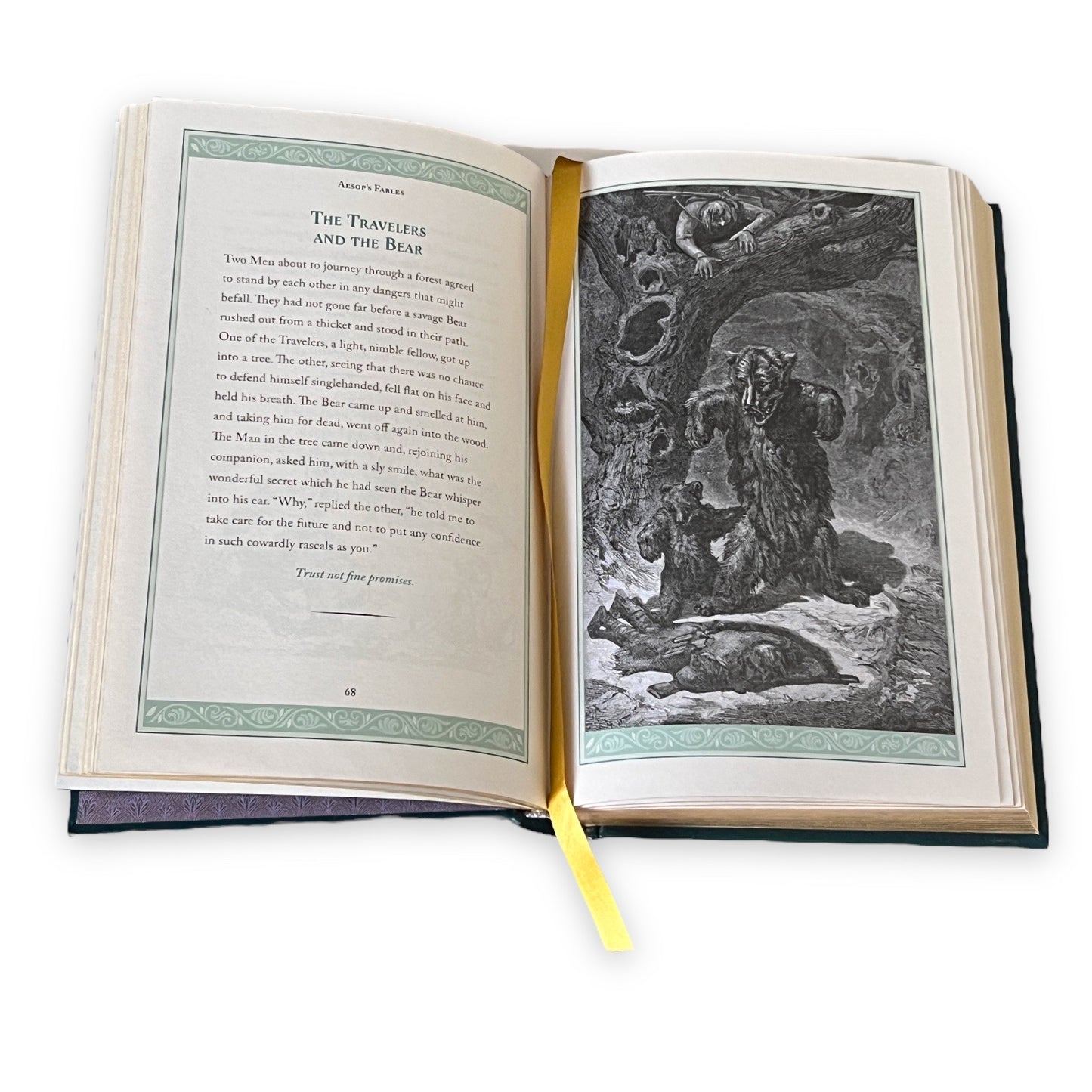 AESOP'S ILLUSTRATED FABLES Fairy Tales - Collectible Leather Bound Hardcover