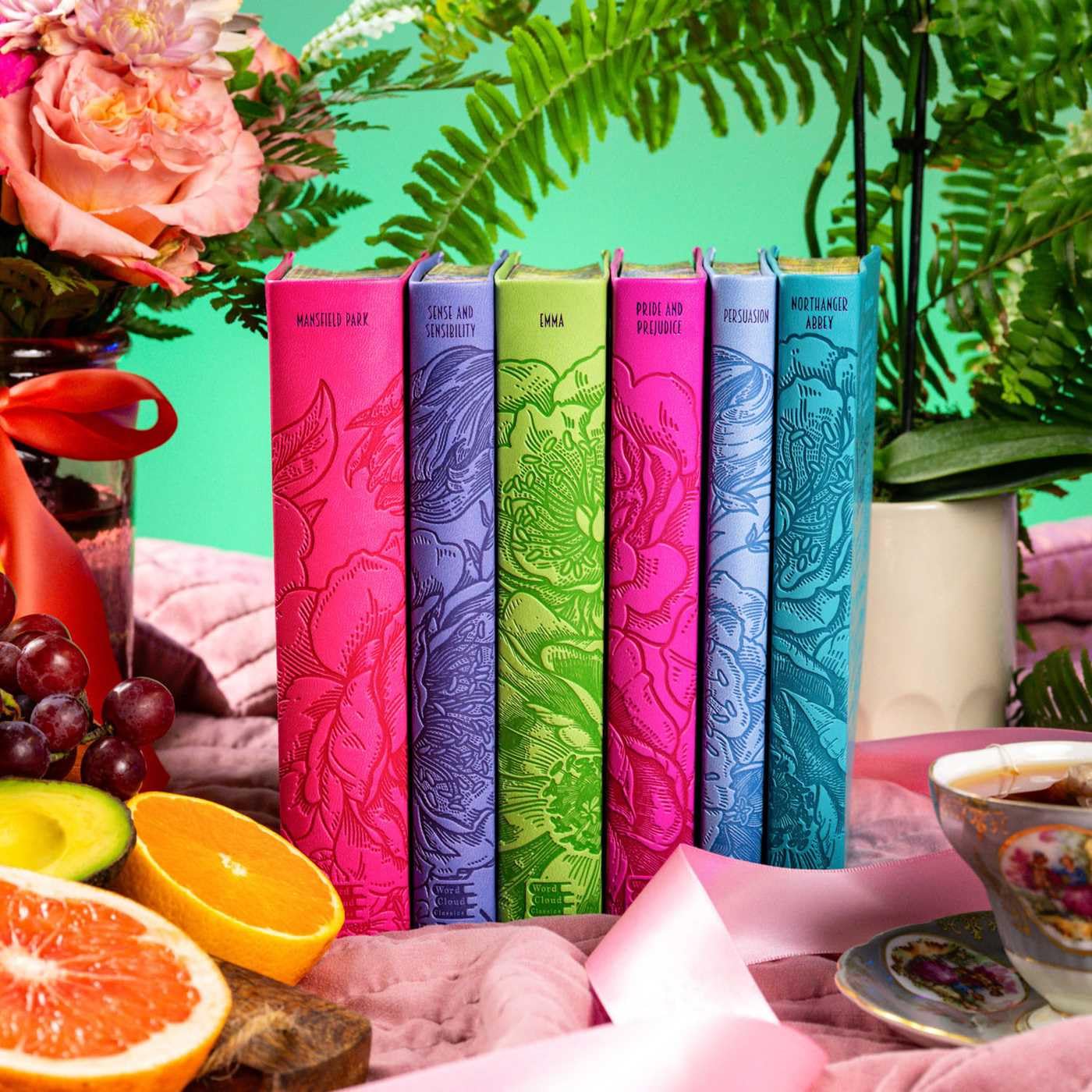 6 Book Boxed Set: Jane Austen Pride and Prejudice, Emma, Persuasion & 3 other - Deluxe Flexi Bound Faux Leather Cover - Painted Edges