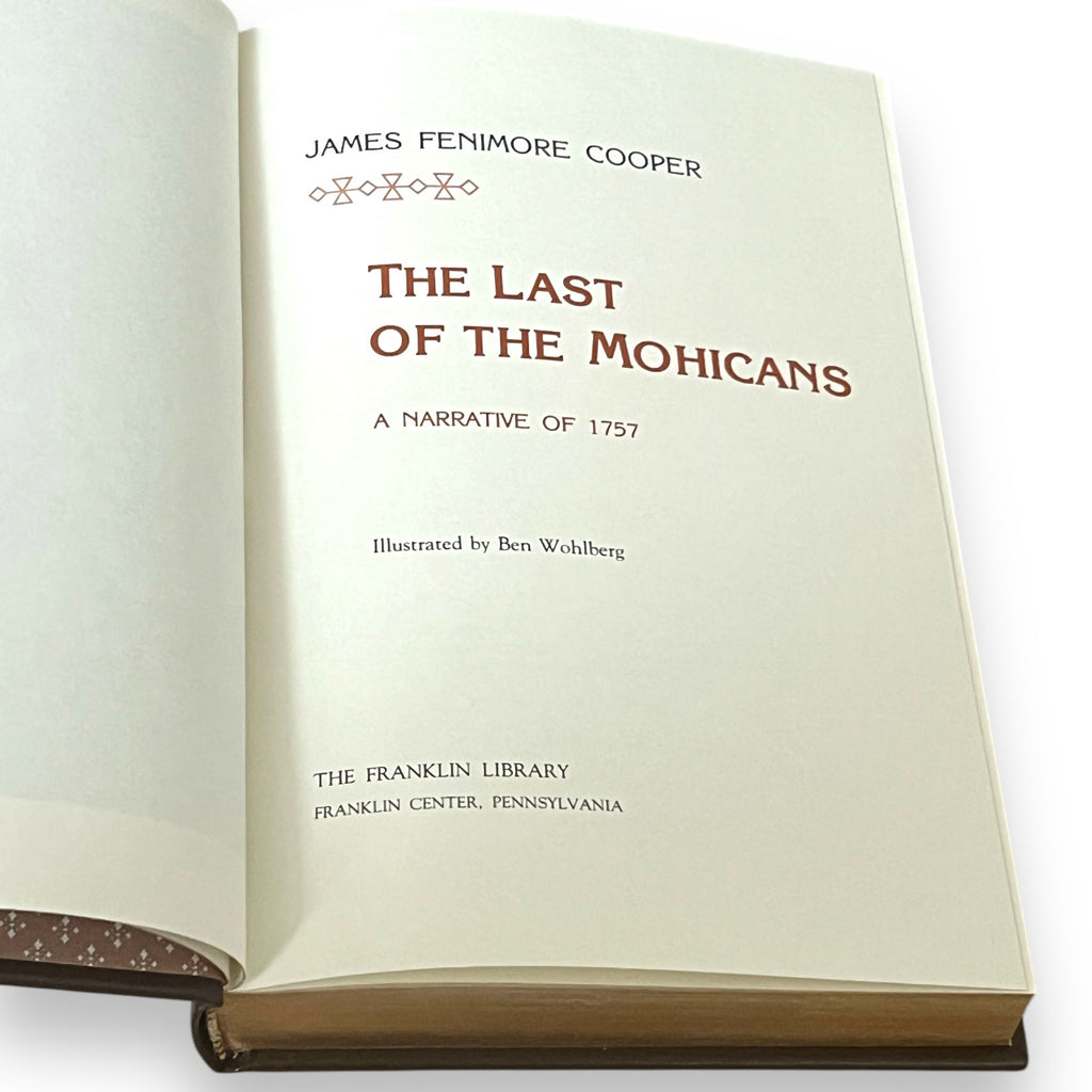 The Last of the Mohicans by James Fenimore Cooper - Leather Bound -The Franklin Library, 1982