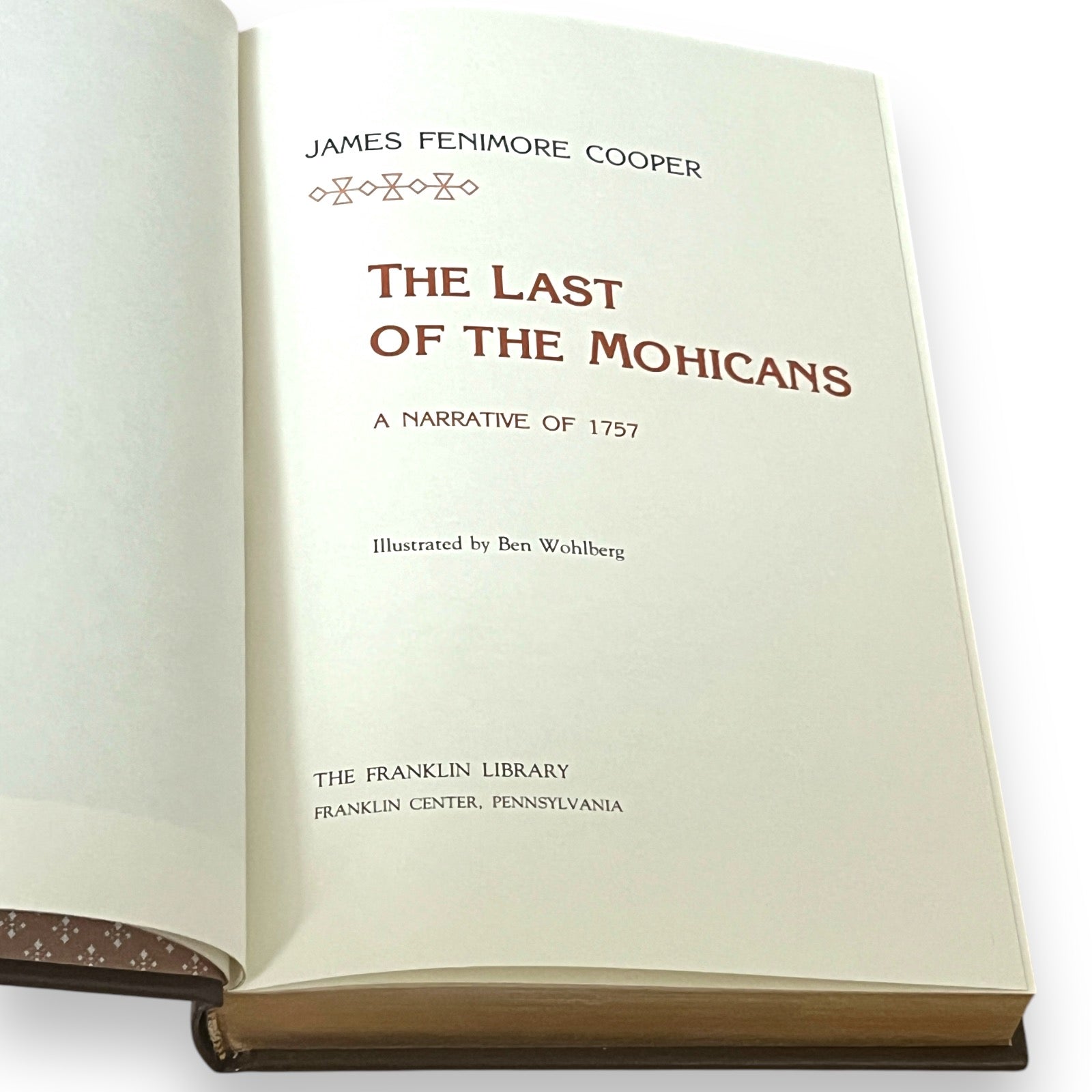 The Last of the Mohicans by James Fenimore Cooper - Leather Bound -The Franklin Library, 1982