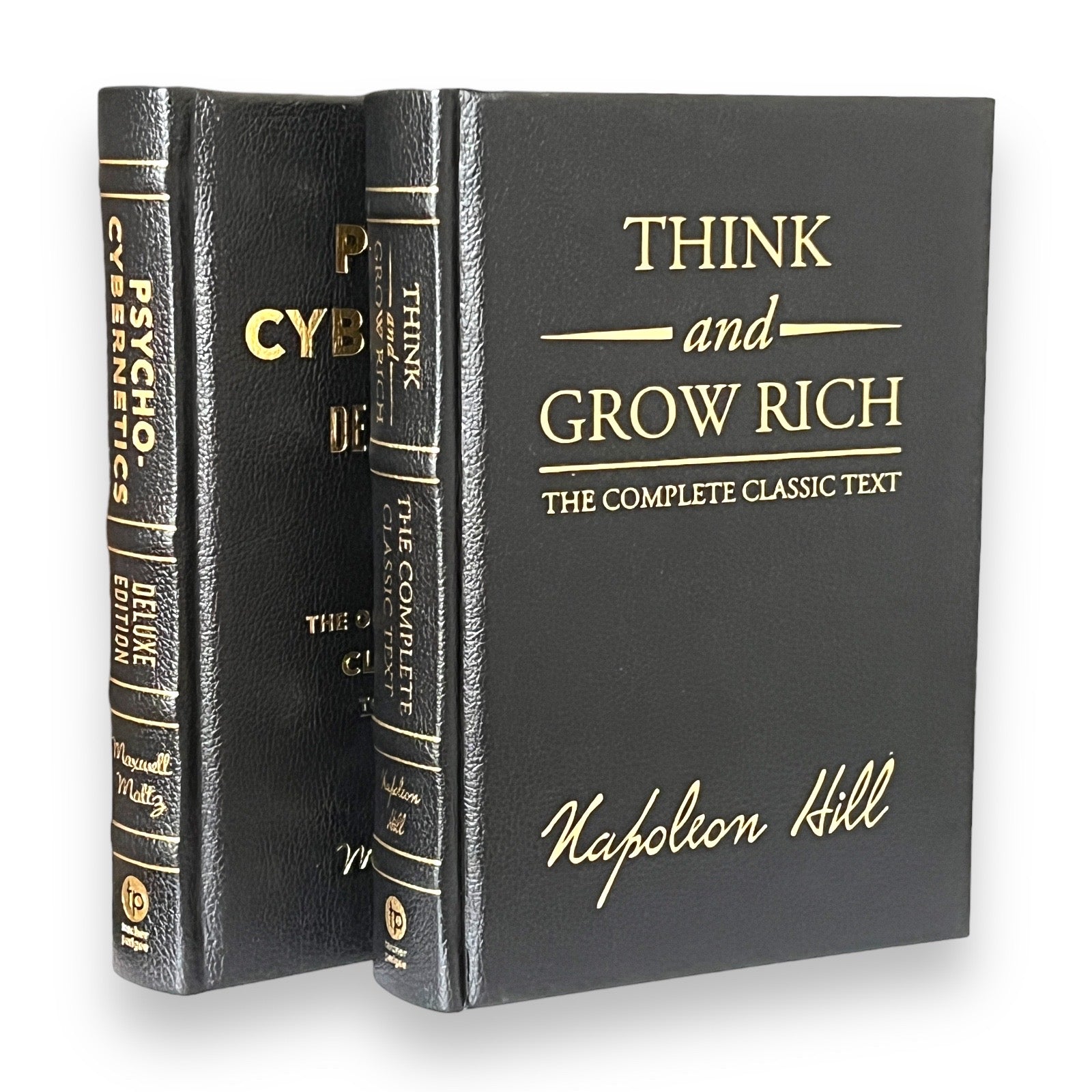 2-Book Set: THINK And GROW Rich Napoleon Hill & PSYCHO-Cybernetics Maxwell Maltz - Collectible Leather Bound Hardcover