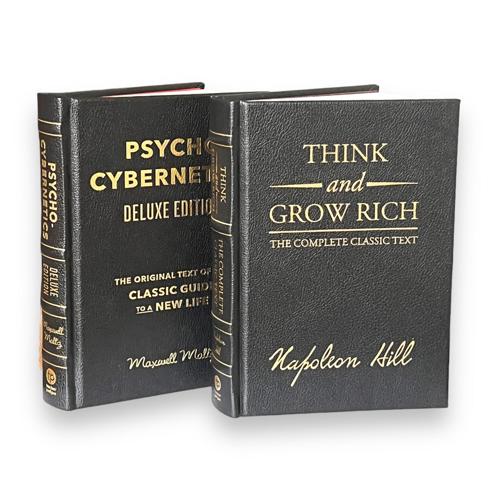 2-Book Set: THINK And GROW Rich Napoleon Hill & PSYCHO-Cybernetics Maxwell Maltz - Collectible Leather Bound Hardcover