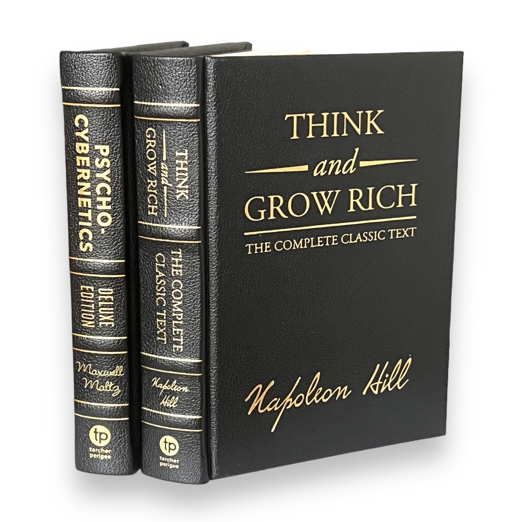 2-Book Set: THINK And GROW Rich Napoleon Hill & PSYCHO-Cybernetics Maxwell Maltz - Collectible Leather Bound Hardcover