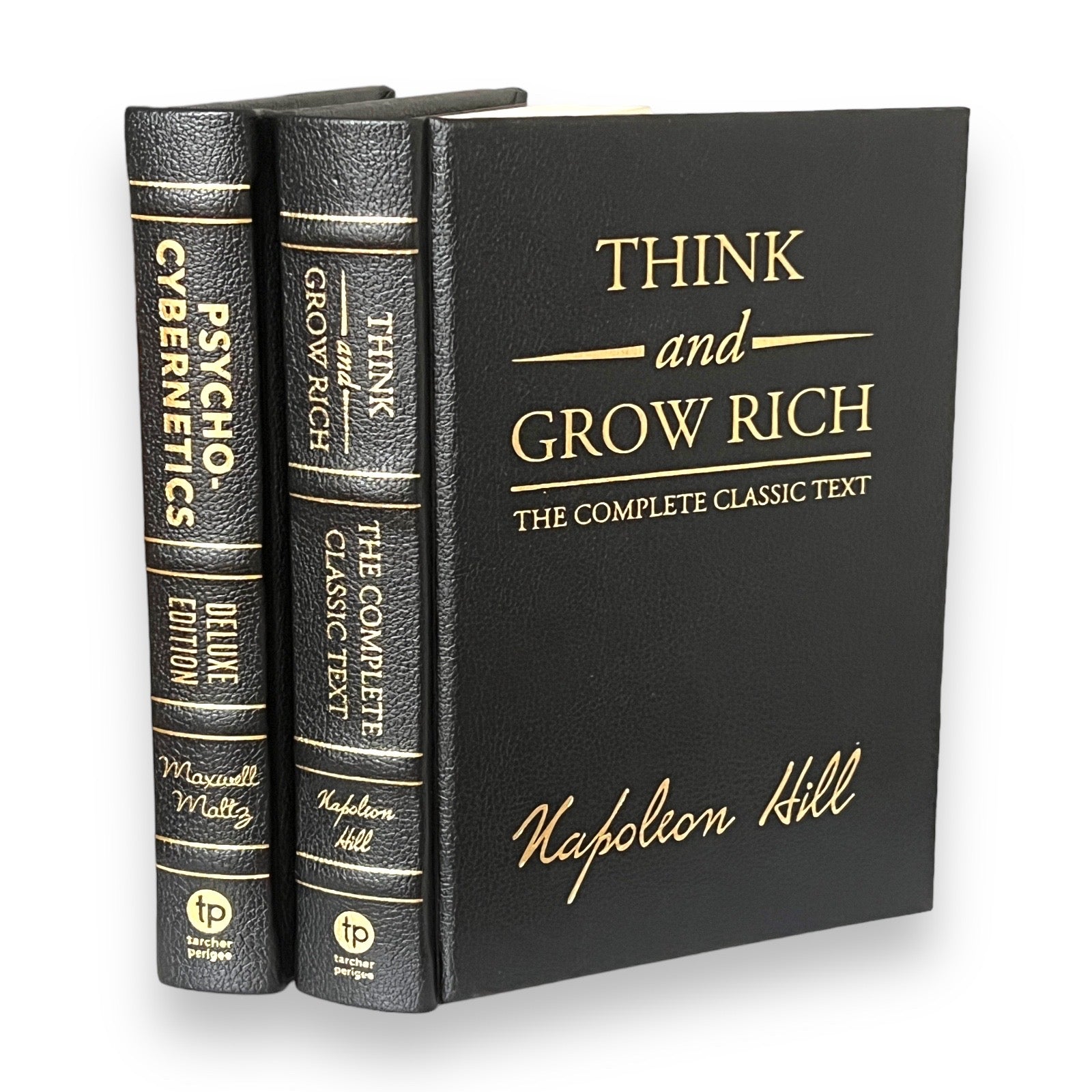 2-Book Set: THINK And GROW Rich Napoleon Hill & PSYCHO-Cybernetics Maxwell Maltz - Collectible Leather Bound Hardcover