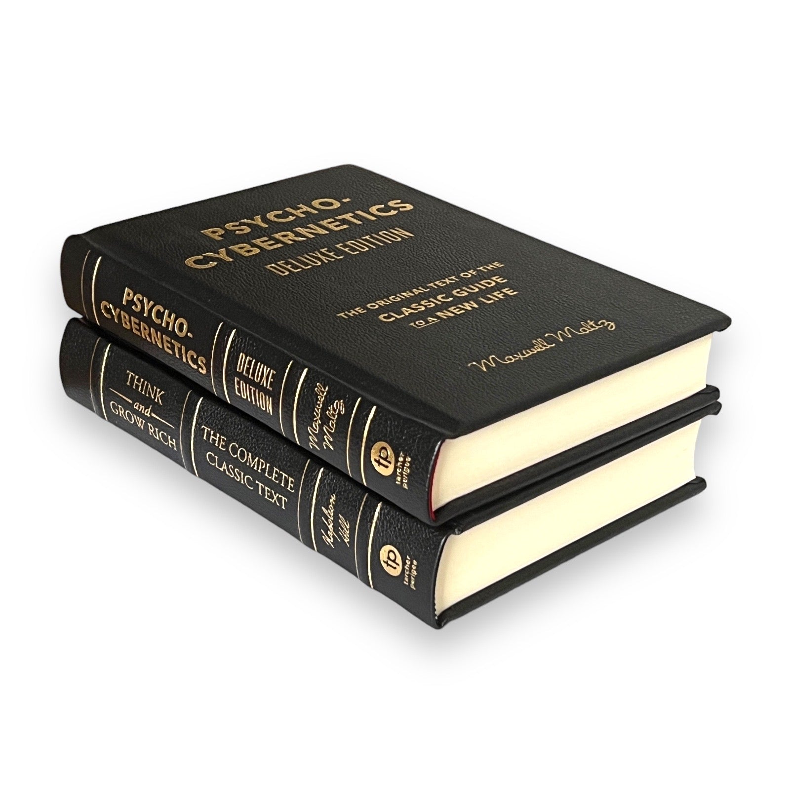 2-Book Set: THINK And GROW Rich Napoleon Hill & PSYCHO-Cybernetics Maxwell Maltz - Collectible Leather Bound Hardcover