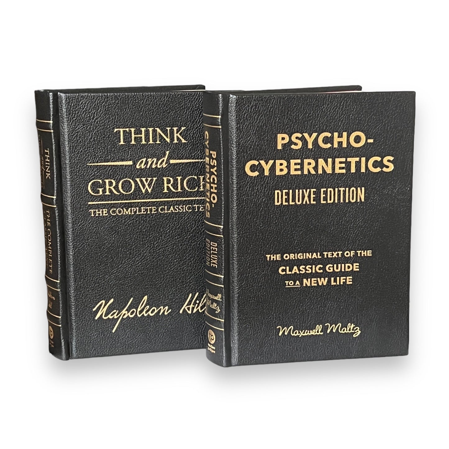 2 Books: THINK And GROW Rich Napoleon Hill & PSYCHO-Cybernetics Maxwell Maltz - Collectible Deluxe Special Edition - Leather Bound Hardcover