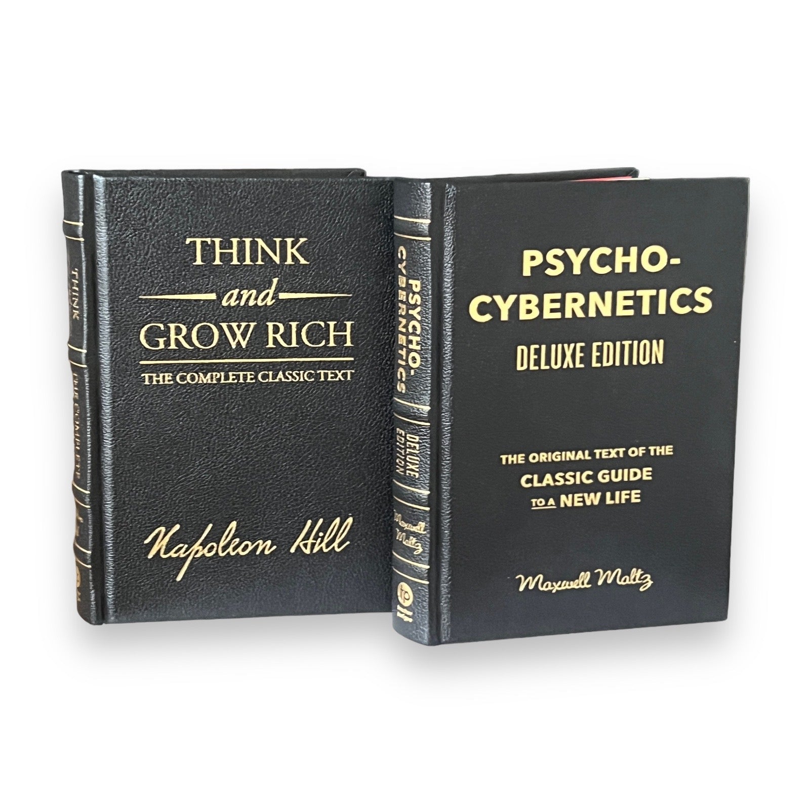 2-Book Set: THINK And GROW Rich Napoleon Hill & PSYCHO-Cybernetics Maxwell Maltz - Collectible Leather Bound Hardcover