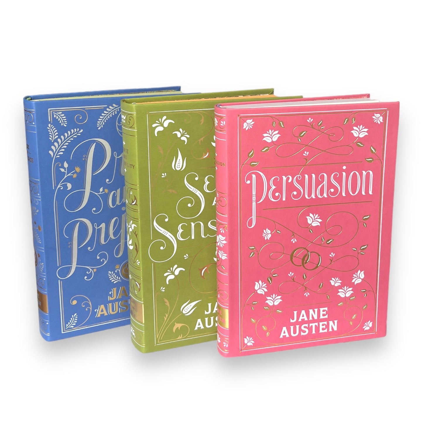 3-Book Set: Pride & Prejudice, Sense & Sensibility, Persuasion by Jane Austen - Collectible Deluxe Flexi Bound Faux Leather Cover