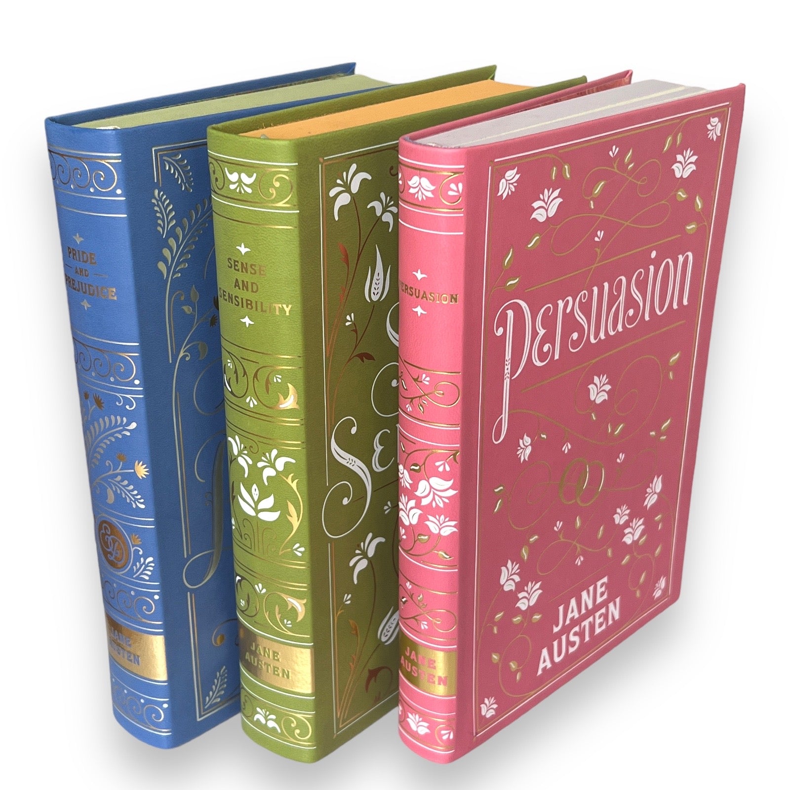3-Book Set: Pride & Prejudice, Sense & Sensibility, Persuasion by Jane Austen - Collectible Deluxe Flexi Bound Faux Leather Cover
