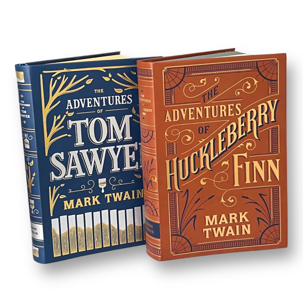 2-Book Set: Adventures Of Tom Sawyer, Huckleberry Finn by Mark Twain - Collectible Flexi Bound Faux Leather Cover