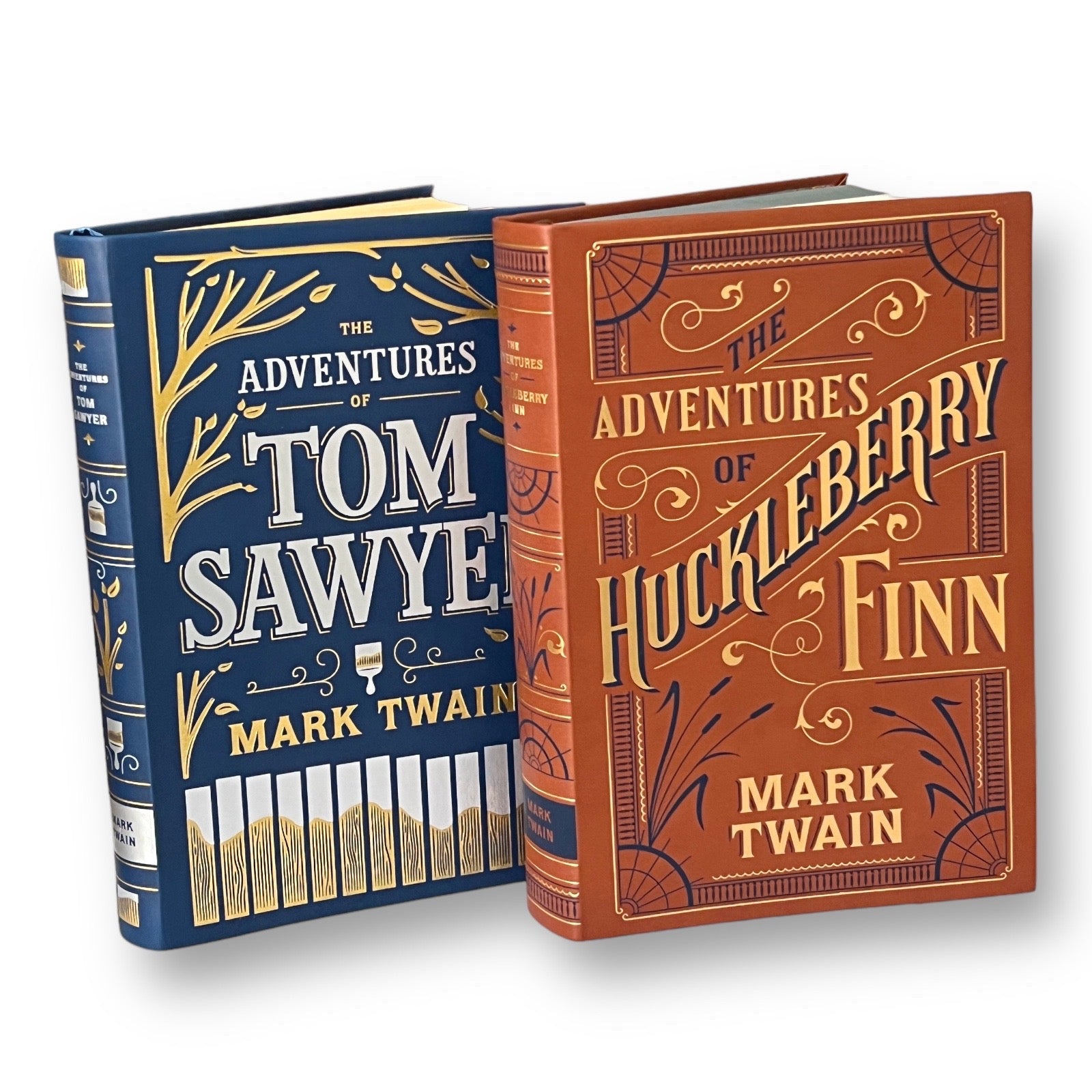 2-Book Set: Adventures Of Tom Sawyer, Huckleberry Finn by Mark Twain - Collectible Flexi Bound Faux Leather Cover