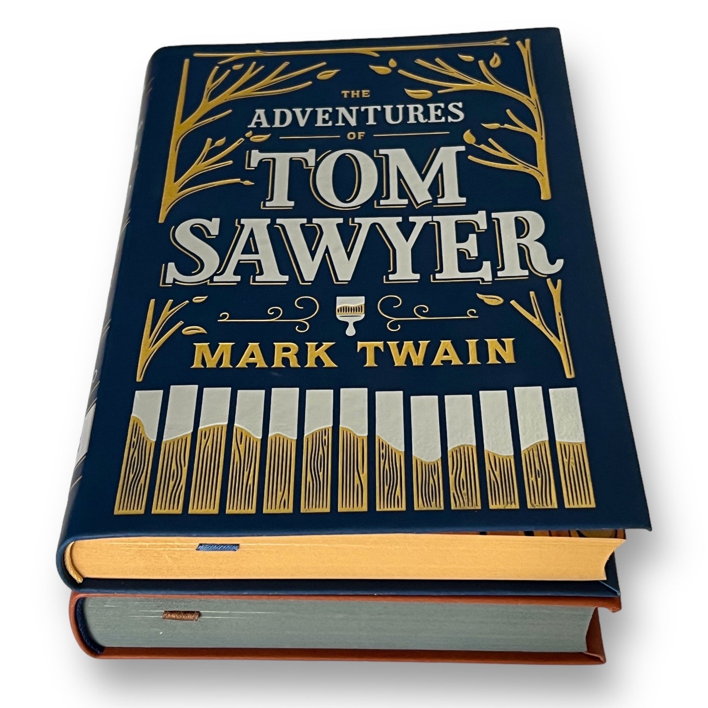 2-Book Set: Adventures Of Tom Sawyer, Huckleberry Finn by Mark Twain - Collectible Deluxe Flexi Bound Faux Leather Cover Edition