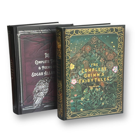 2 Books: Grimm's Fairy Tales and Edgar Allan Poe Complete Tales & Poems - Collectible Deluxe Special Gift Edition - Hardcover Classic Book
