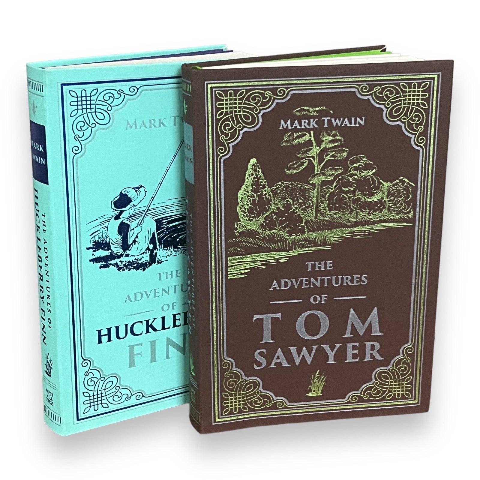 2-Book Set: Tom Sawyer, Huckleberry Finn by Mark Twain- Collectible Imitation Leather Flexi Cover Edition