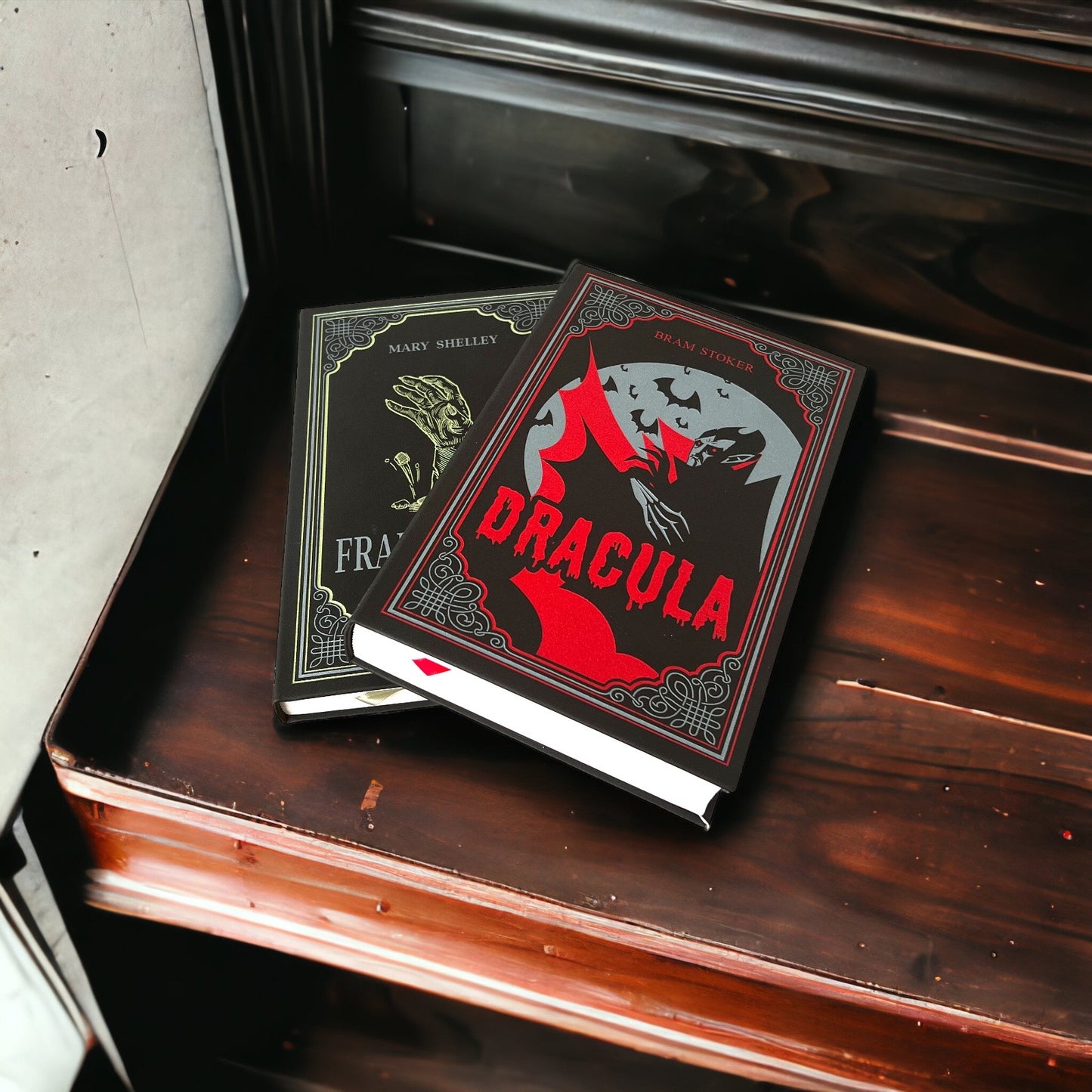 2-Book Set: Dracula by Bram Stoker & Frankenstein by Mary Shelley - Collectible Imitation Leather Flexi Cover