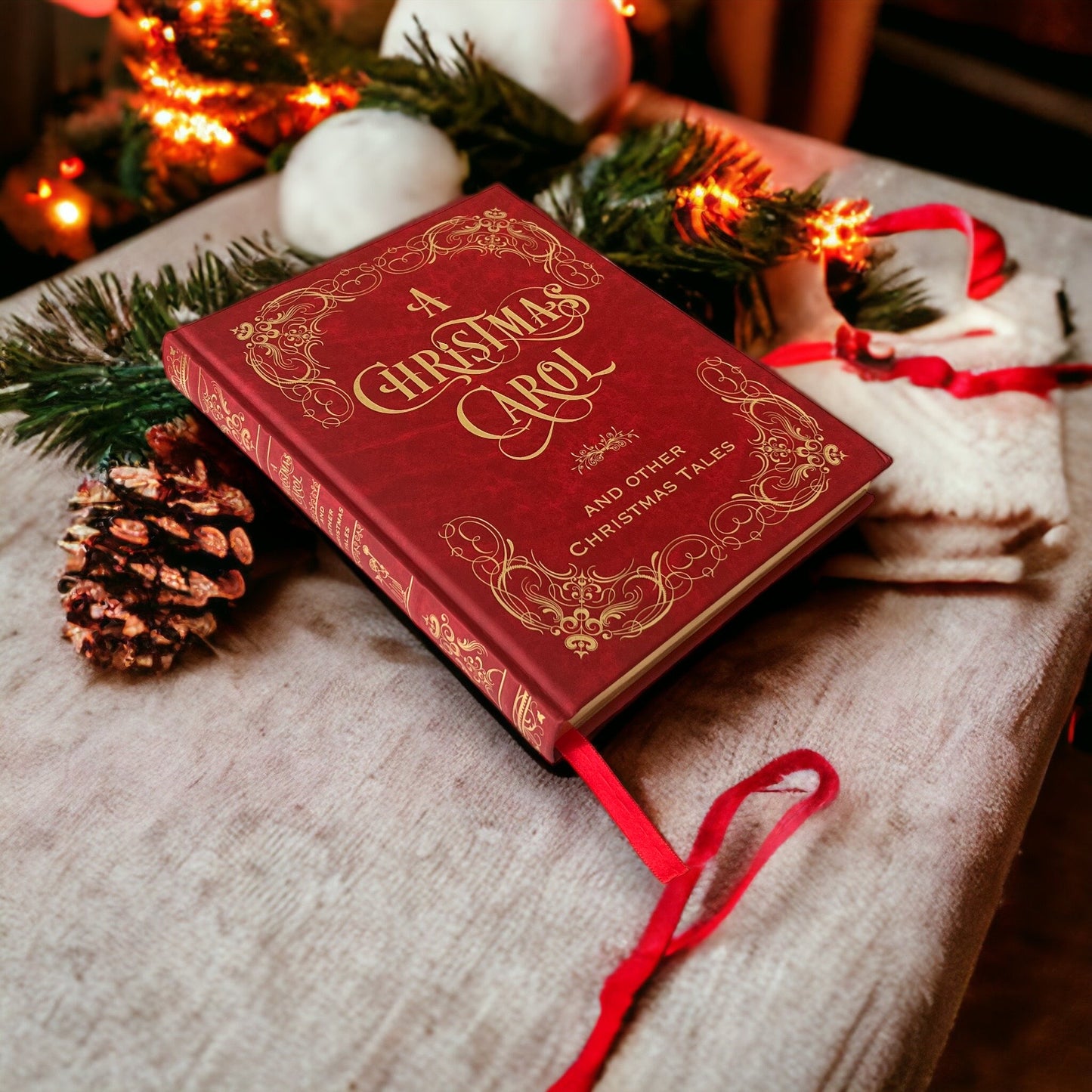 A CHRISTMAS CAROL & Other Tales by Charles Dickens - Collectible Special Deluxe Gift Edition - Leather Bound Hardcover - Classic Book