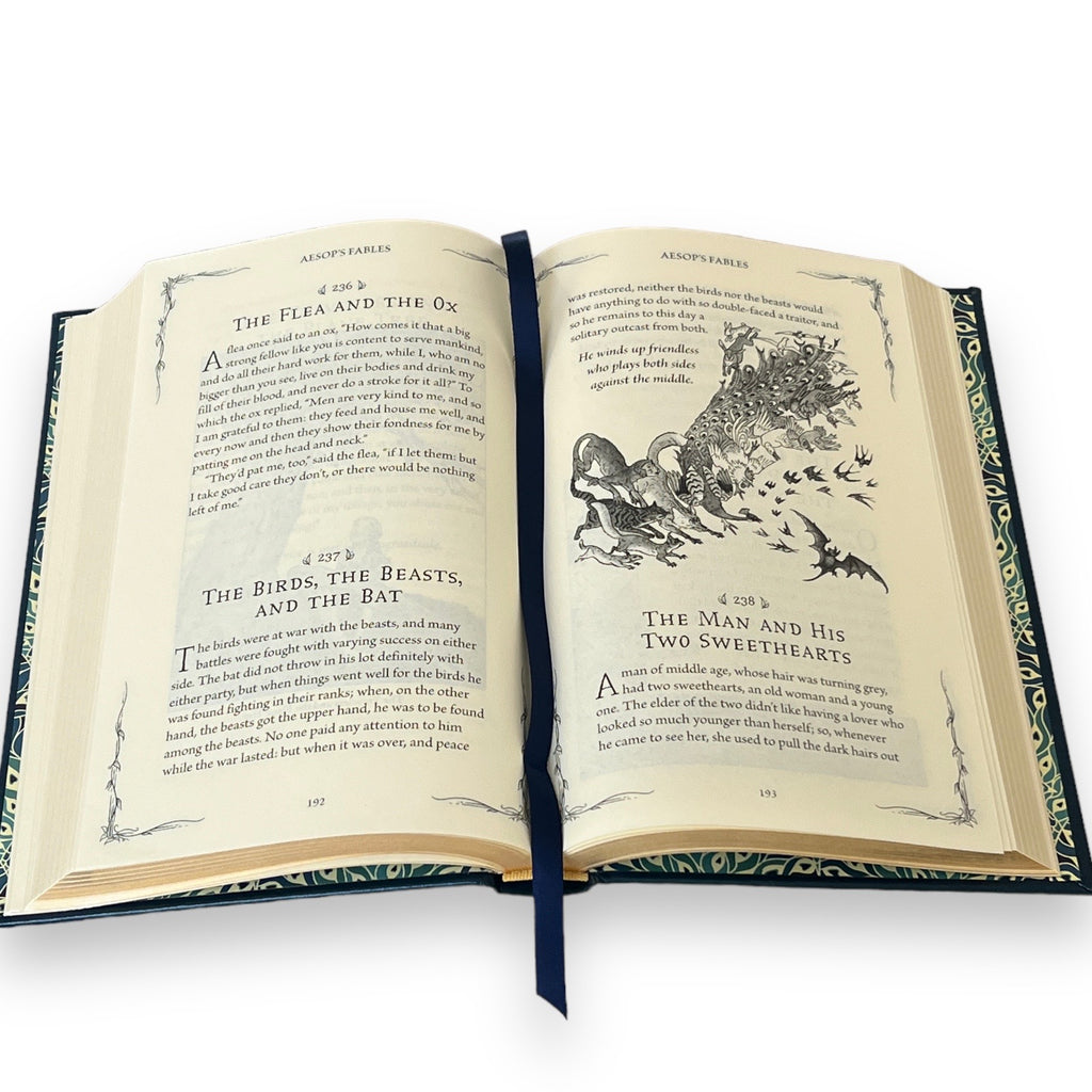 Aesop's Fables Illustrated Fairy Tales - Collectible Leather Bound Hardcover Classics