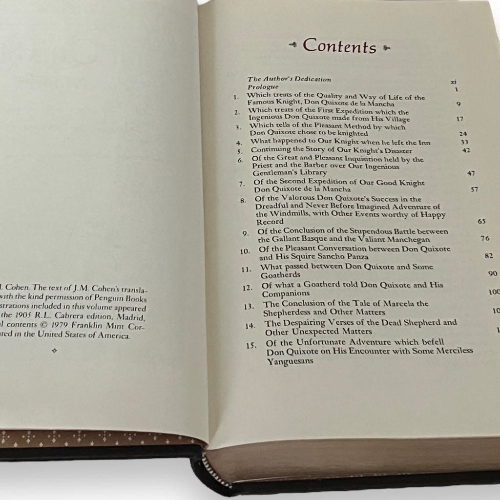 Don Quixote De La Mancha by Miguel De Cervantes - Leather Bound -The Franklin Library, 1979