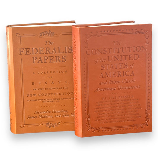 Set of 2! US CONSTITUTION & FEDERALIST Papers - Collectible Deluxe Special Gift Edition - Flexi Bound Faux Leather Cover - Classic Books