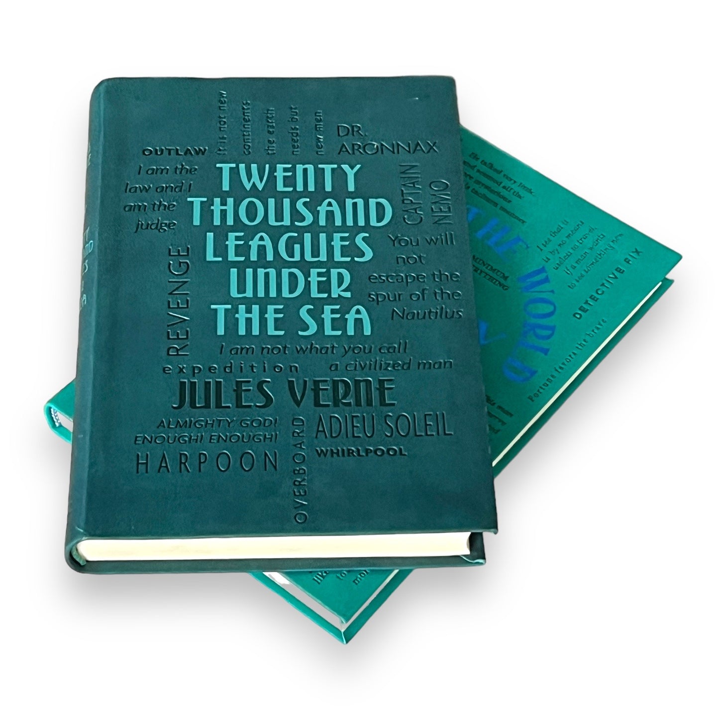 2 Books: Around World in 80 Days & Twenty Thousand Under Sea J. Verne - Collectible Deluxe Gift Edition - Flexi Bound Faux Leather Cover