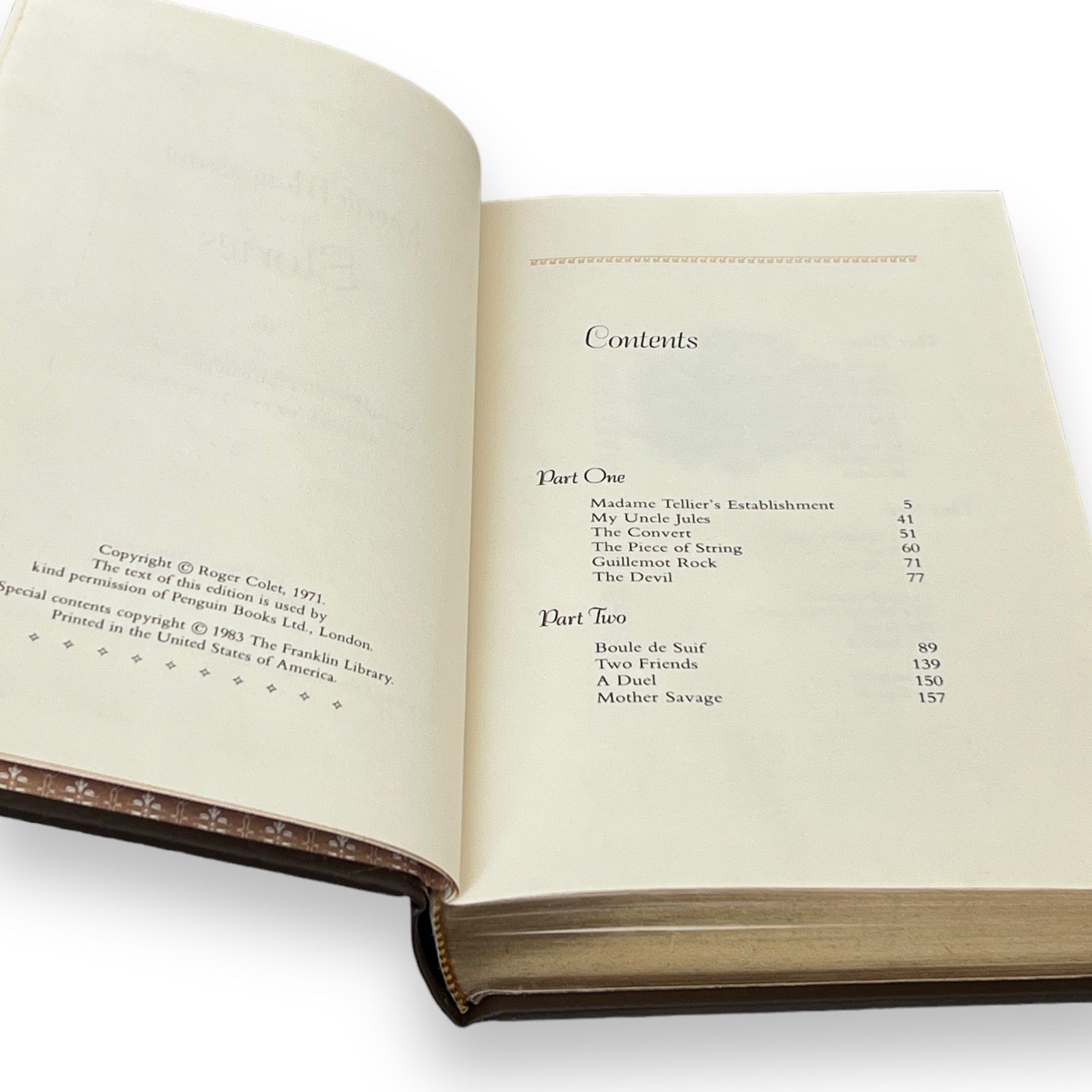 Selected Stories by Guy de Maupassant - Leather Bound -The Franklin Library, 1983