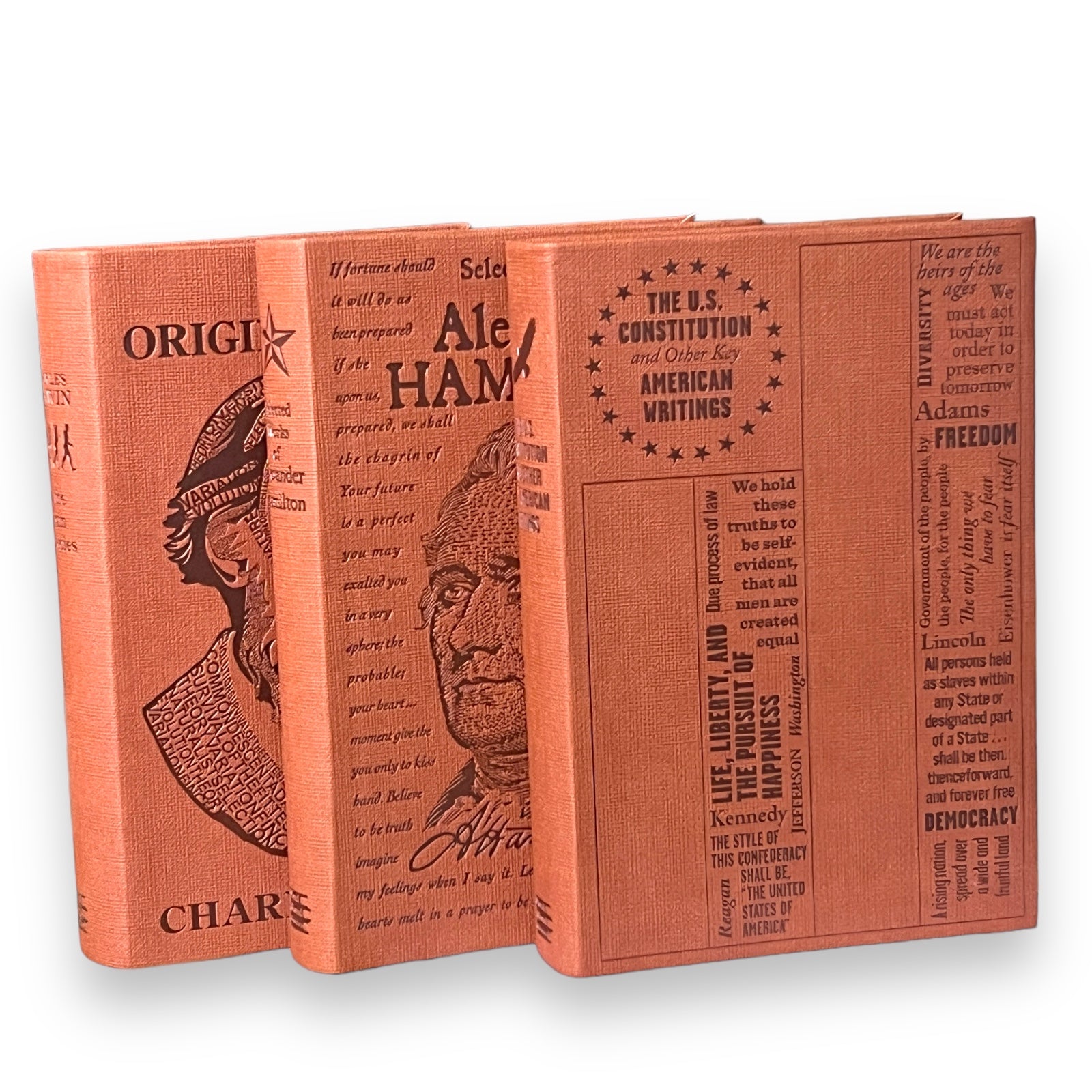 3 Book Set - The US Constitution, Charles Darwin, Alexander Hamilton - Collectible Deluxe Special Gift Edition - Flexi Bound Cover- Classic