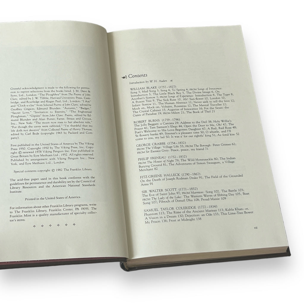 Romantic Poets William Blake to Edgar Poe - Leather Bound -The Franklin Library, 1982