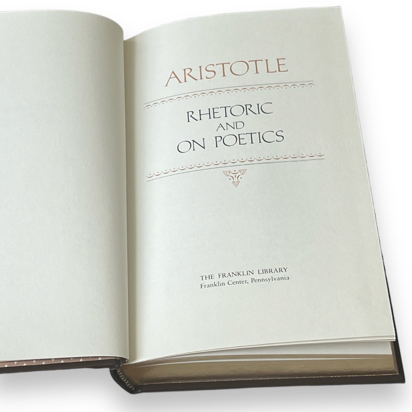 Aristotle Rhetoric and On Poetics - Leather Bound -The Franklin Library, 1981