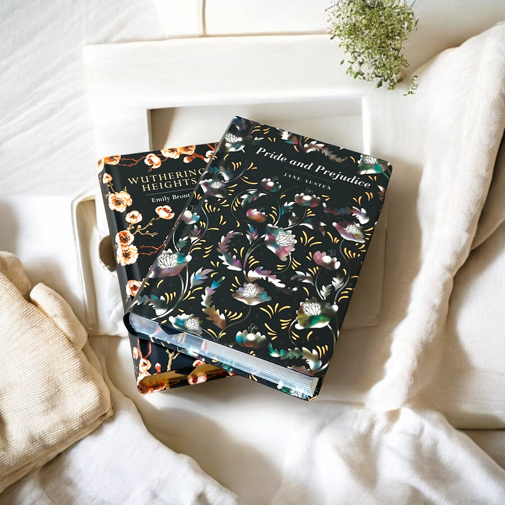 2-Book Set: Pride and Prejudice by Jane Austen & Wuthering Heights by Emily Bronte - Collectible Deluxe Colorful Gilded Hardcover Edition