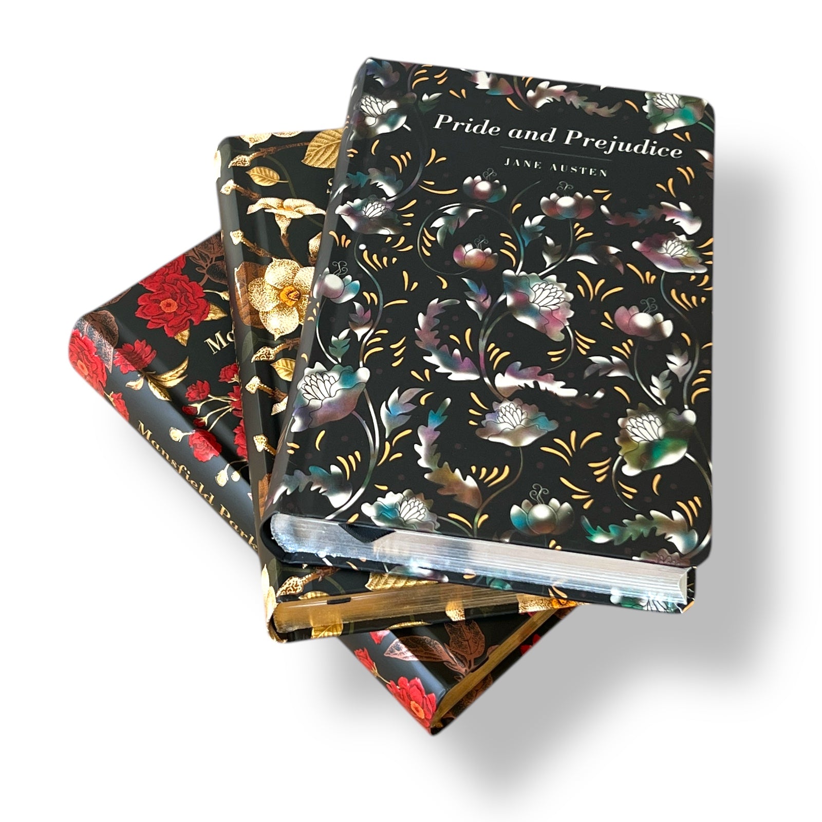 3-Book Set: Pride and Prejudice, Sense and Sensibility, Mansfield Park by Jane Austen - Colorful Gilded Hardcover