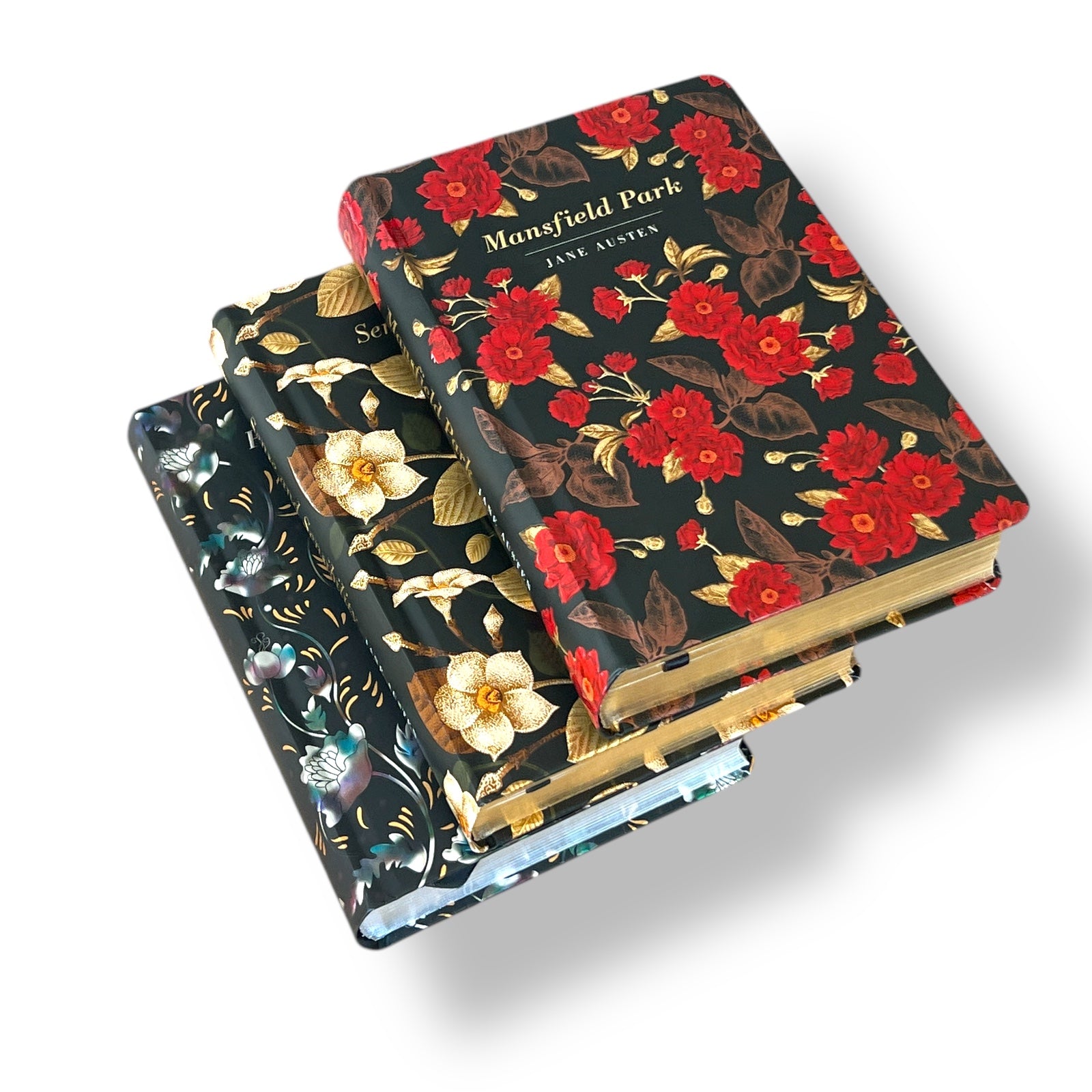 3-Book Set: Pride and Prejudice, Sense and Sensibility, Mansfield Park by Jane Austen - Colorful Gilded Hardcover