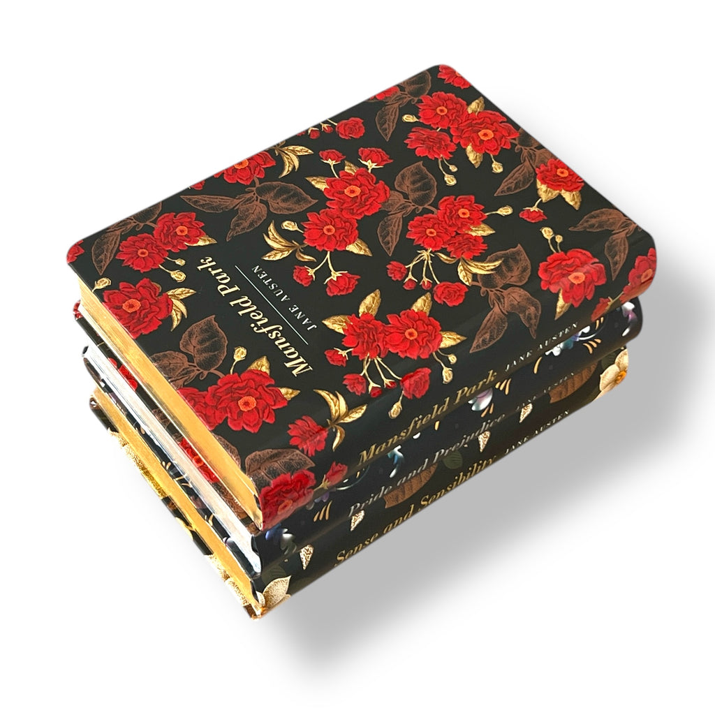 3-Book Set: Pride and Prejudice, Sense and Sensibility, Mansfield Park by Jane Austen - Colorful Gilded Hardcover