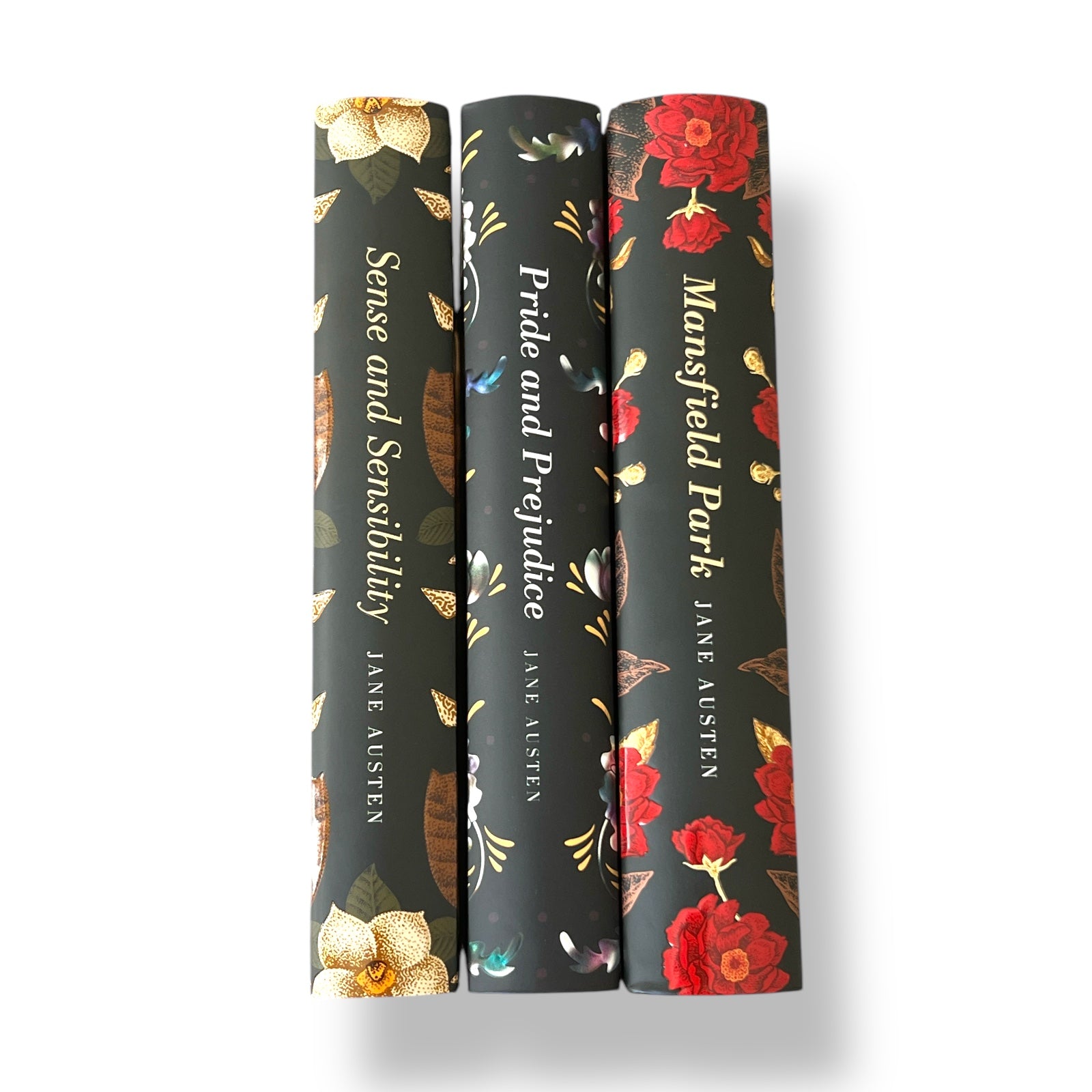 3-Book Set: Pride and Prejudice, Sense and Sensibility, Mansfield Park by Jane Austen - Colorful Gilded Hardcover