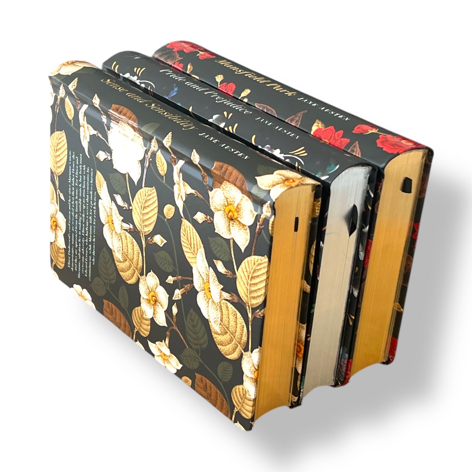 3-Book Set: Pride and Prejudice, Sense and Sensibility, Mansfield Park by Jane Austen - Colorful Gilded Hardcover