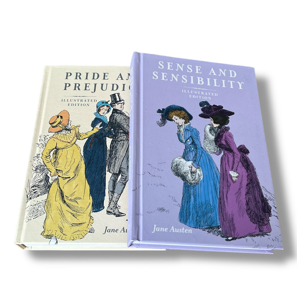 2-Book Set: ILLUSTRATED Pride and Prejudice & Sense and Sensibility by Jane Austen - Full-Color Hardcover