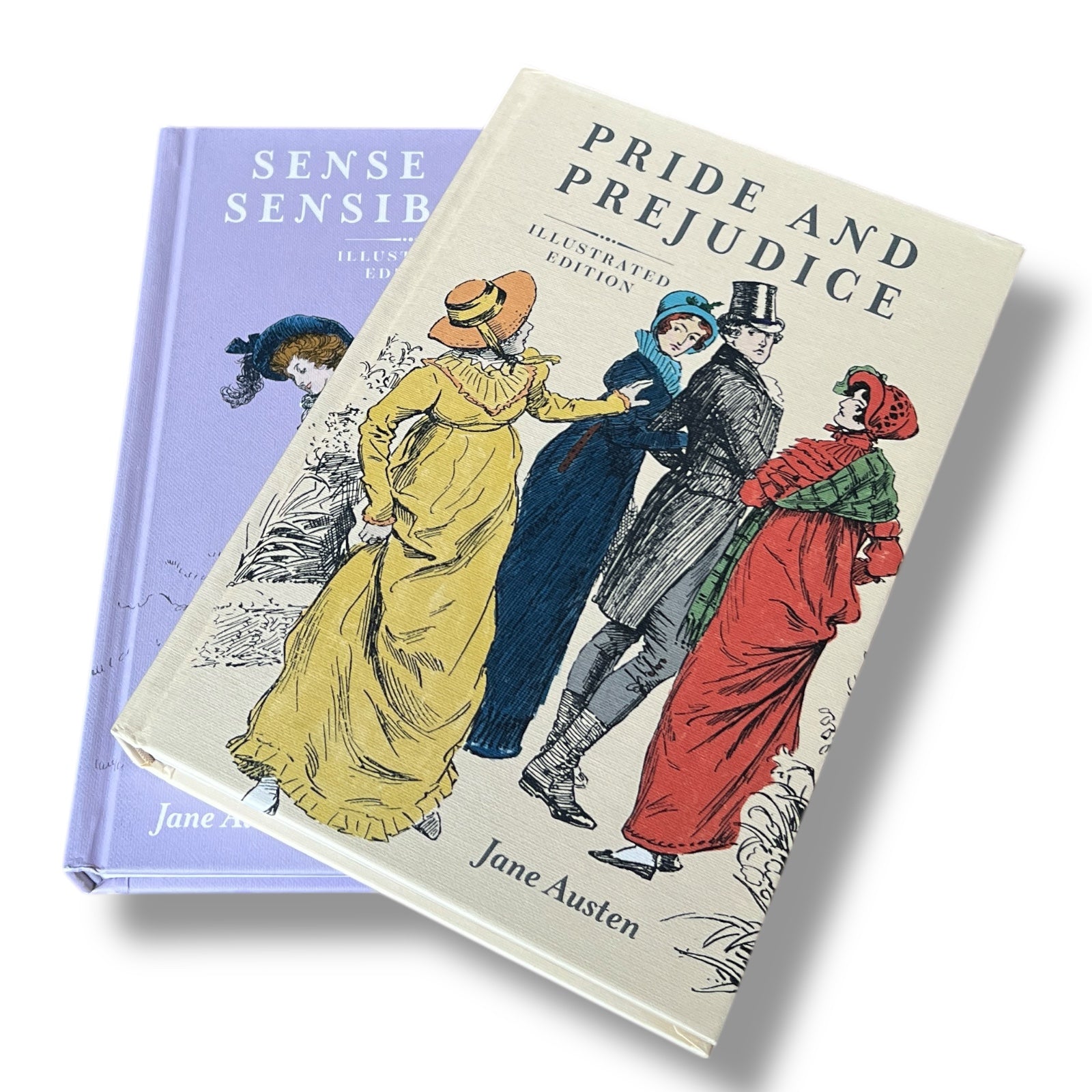 2-Book Set: ILLUSTRATED Pride and Prejudice & Sense and Sensibility by Jane Austen - Full-Color Hardcover