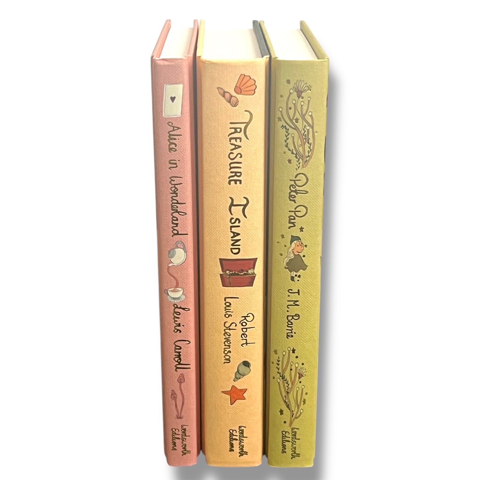 3-Book Set: Alice in Wonderland, Peter Pan, Treasure Island - Collectible Compact Hardcover