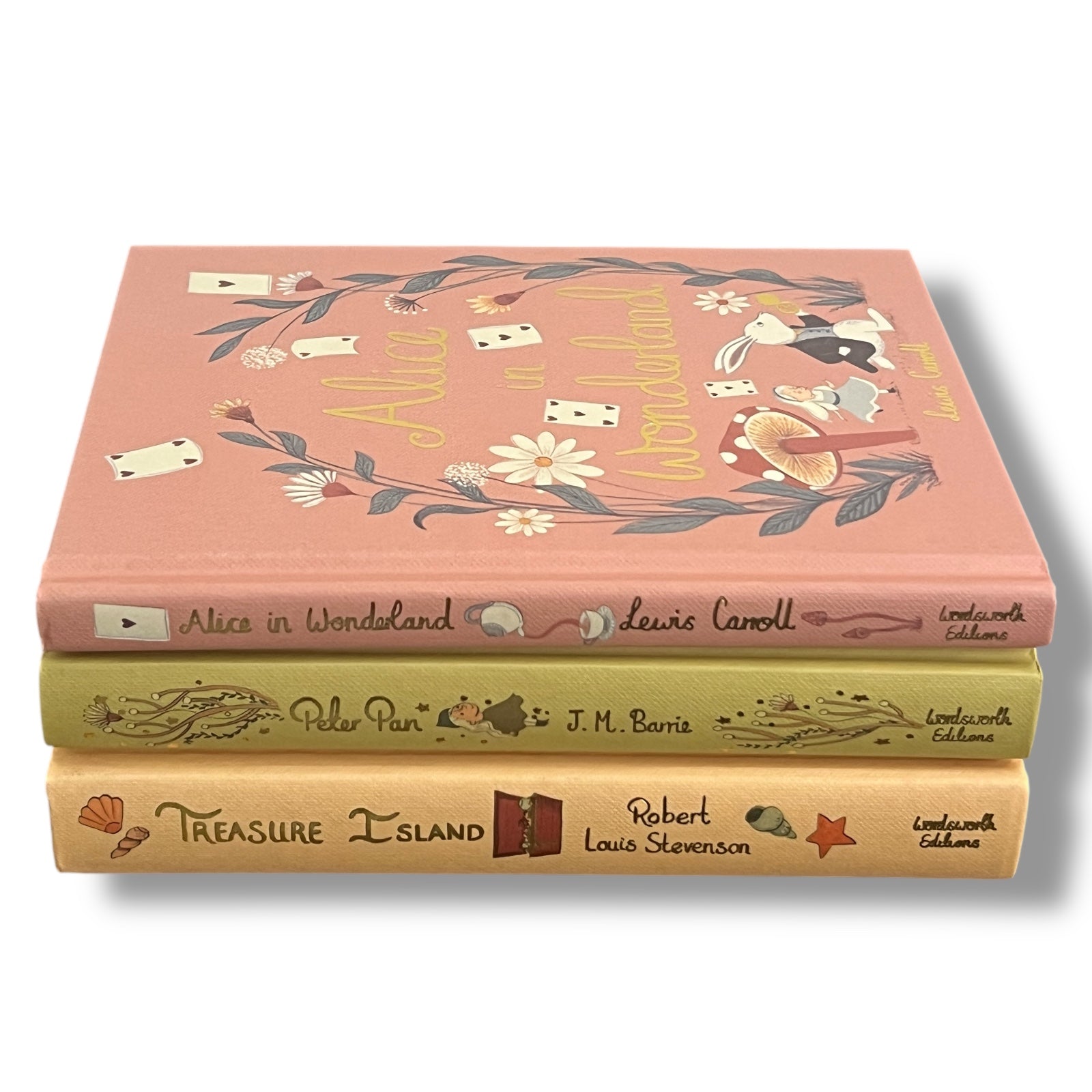 3-Book Set: Alice in Wonderland, Peter Pan, Treasure Island - Collectible Compact Hardcover