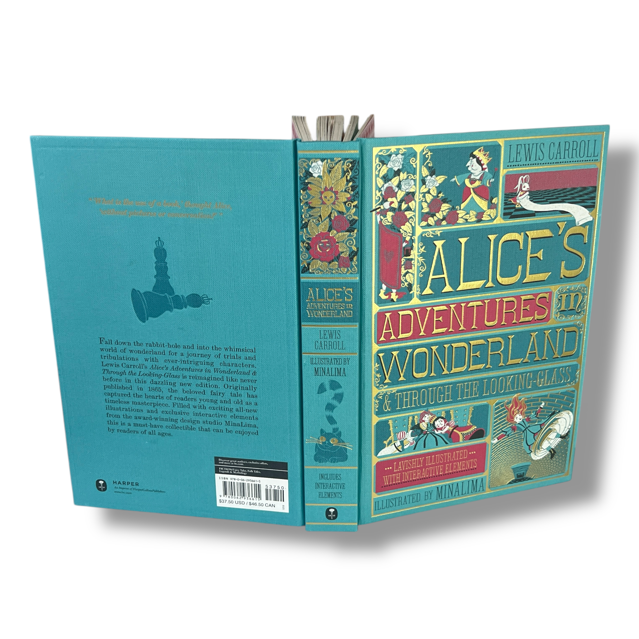 Alice's Adventures in Wonderland & Through The Looking-Glass by Lewis Carroll  - Illustrated with Interactive Elements - Hardcover