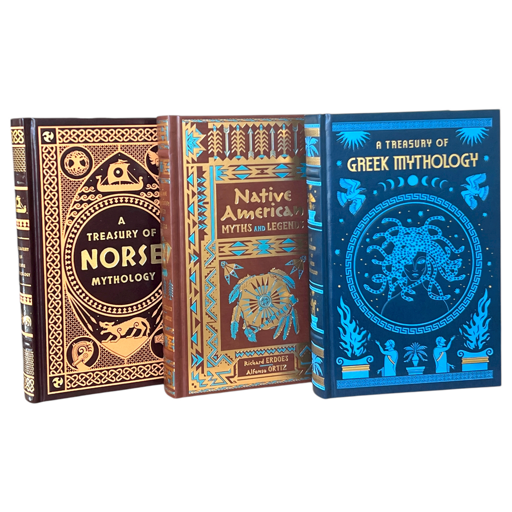3-Book Set: Greek, Norse, Native American Mythology - Collectible Leather Bound Hardcover