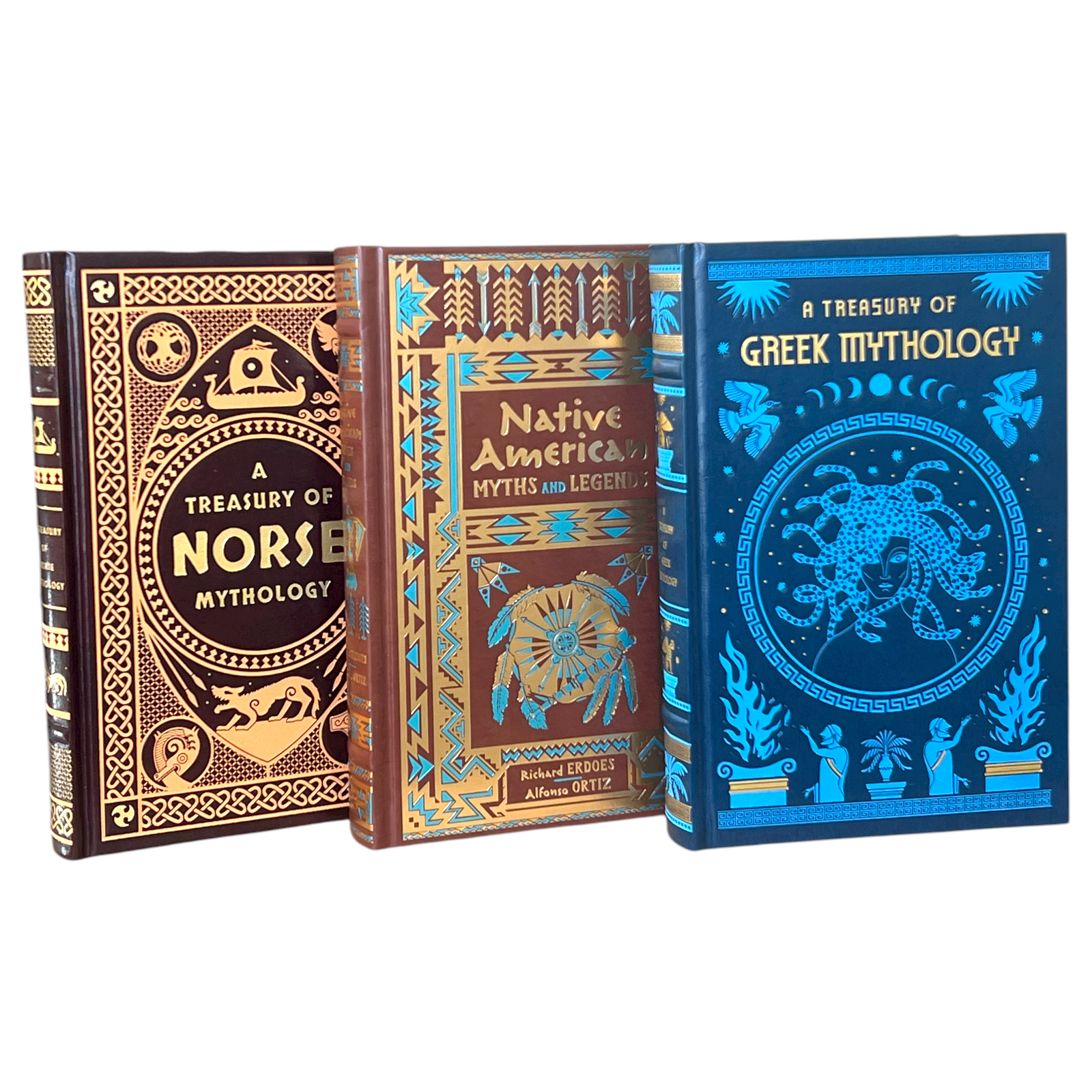 3-Book Set: Greek, Norse, Native American Mythology - Collectible Leather Bound Hardcover