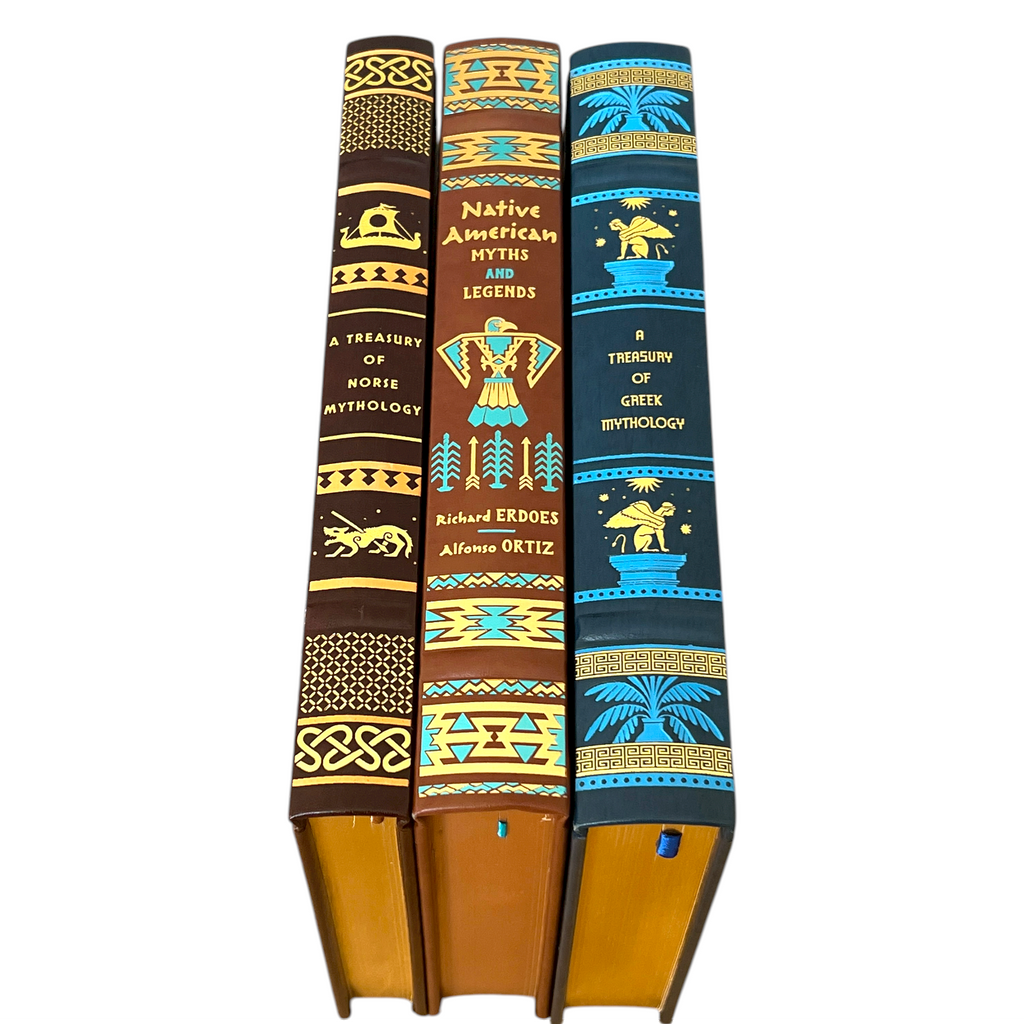 3-Book Set: Greek, Norse, Native American Mythology - Collectible Leather Bound Hardcover