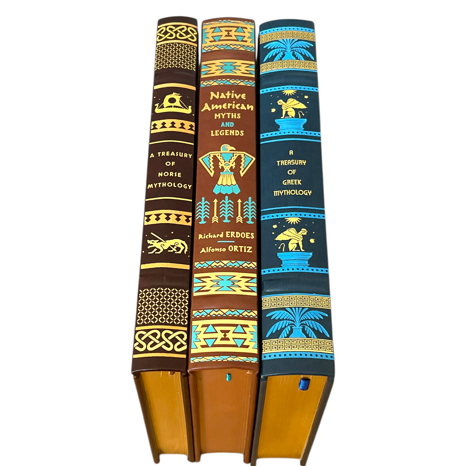 3-Book Set: Greek, Norse, Native American Mythology - Collectible Leather Bound Hardcover